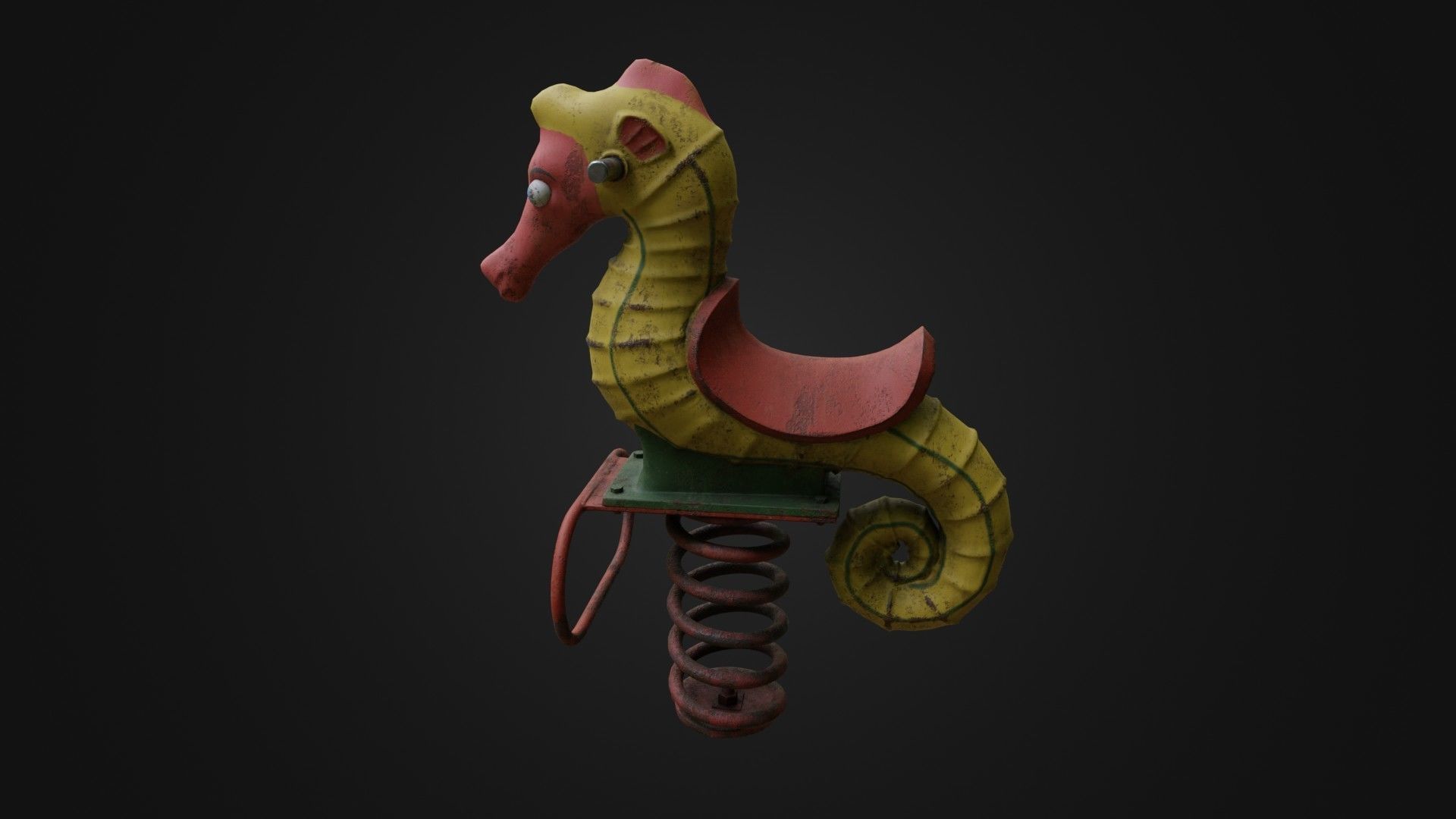 Spring swing seahorse Low-poly 3D model_34