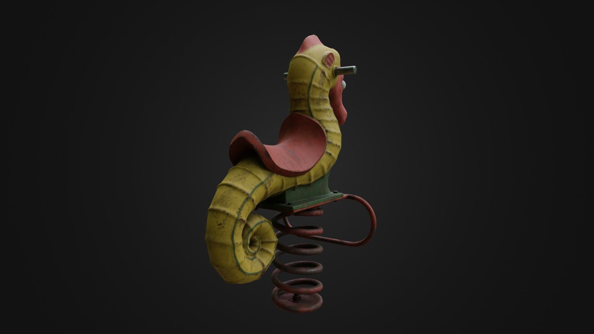Spring swing seahorse Low-poly 3D model_21