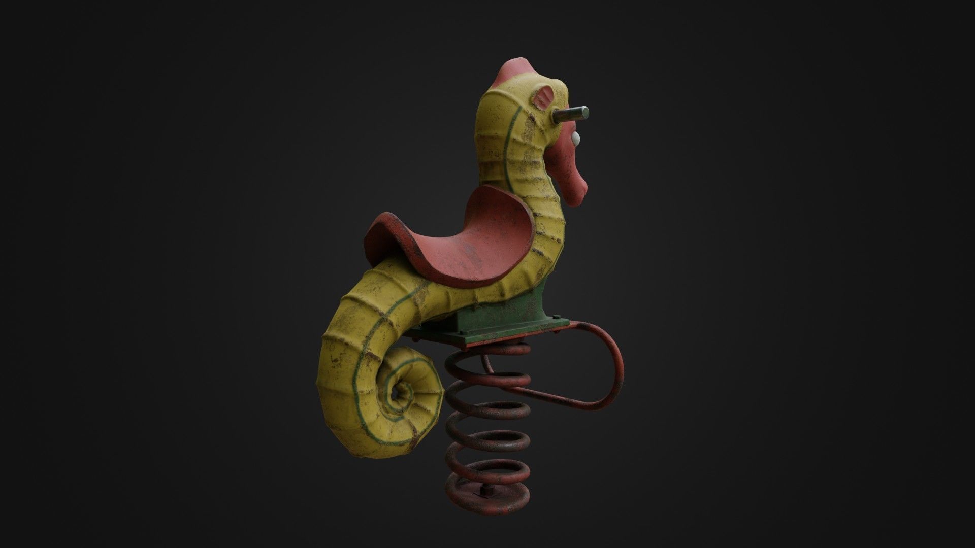 Spring swing seahorse Low-poly 3D model_20