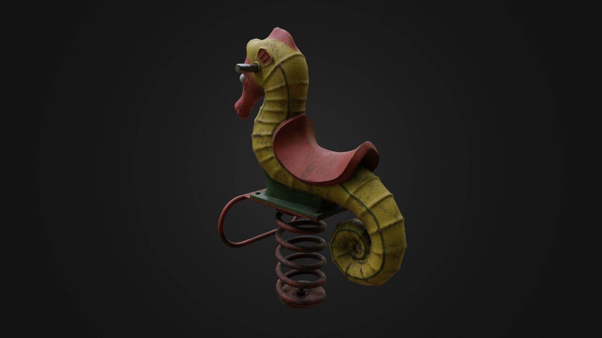 Spring swing seahorse Low-poly 3D model_30
