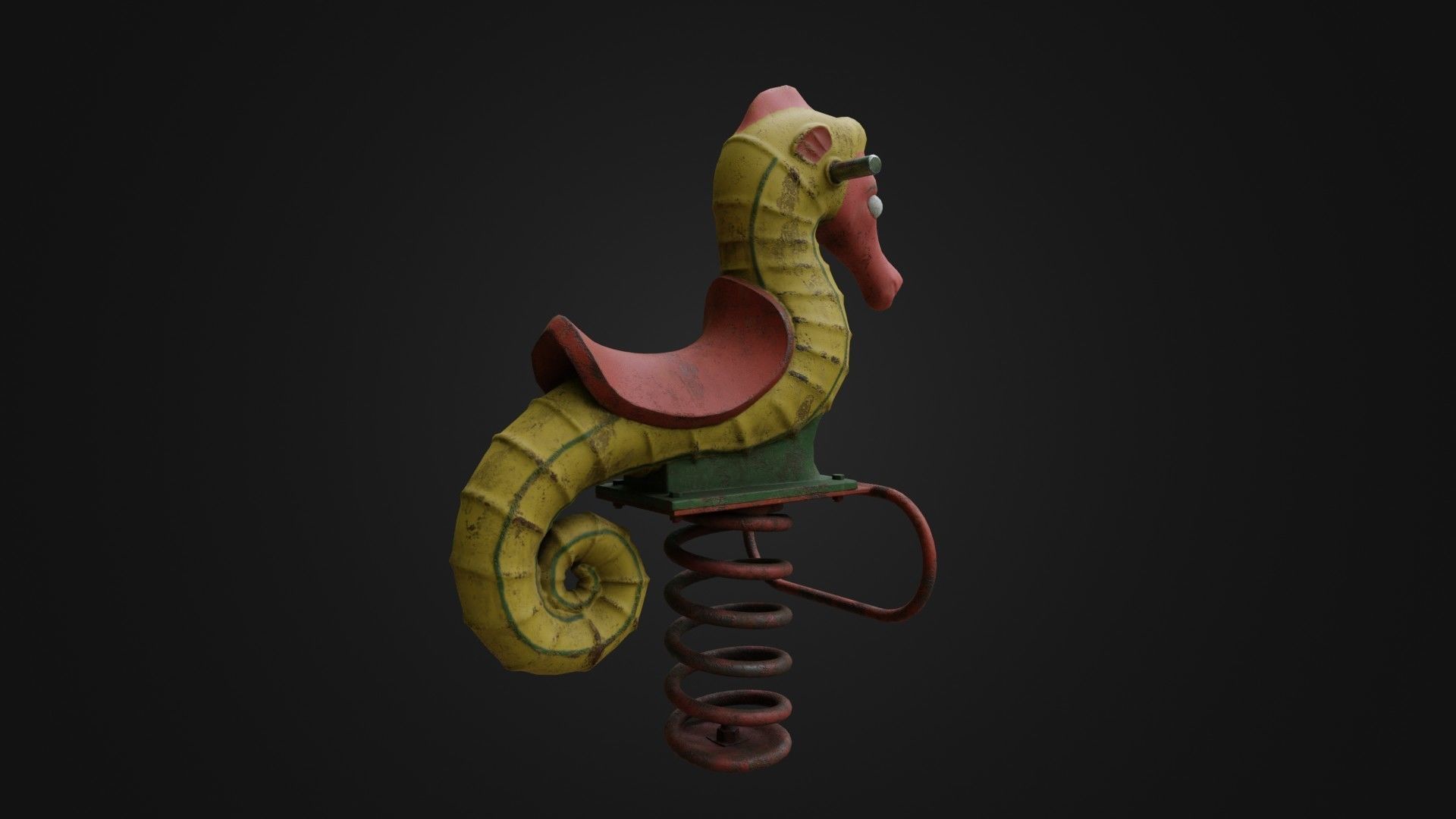Spring swing seahorse Low-poly 3D model_19