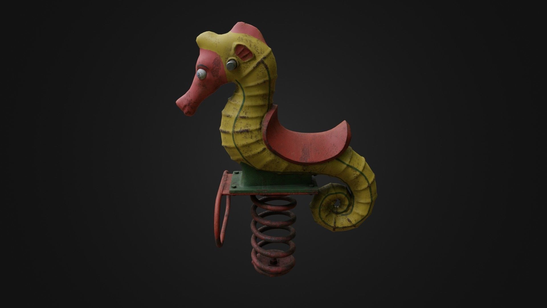 Spring swing seahorse Low-poly 3D model_35