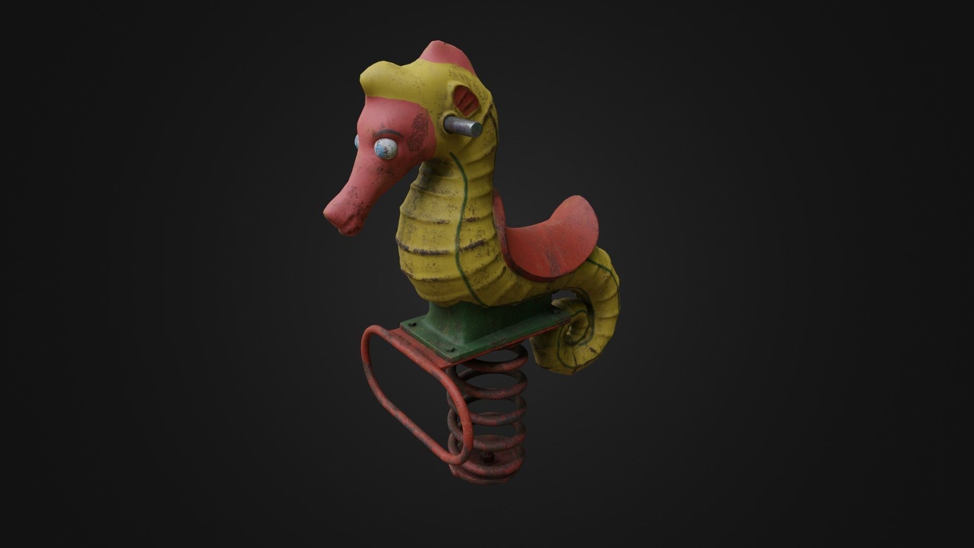 Spring swing seahorse Low-poly 3D model_39