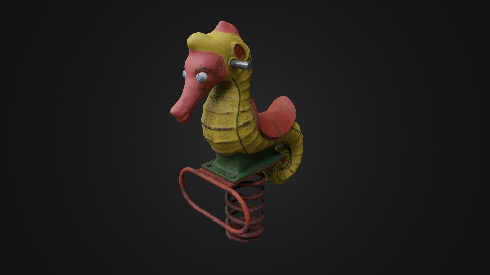 Spring swing seahorse Low-poly 3D model_40