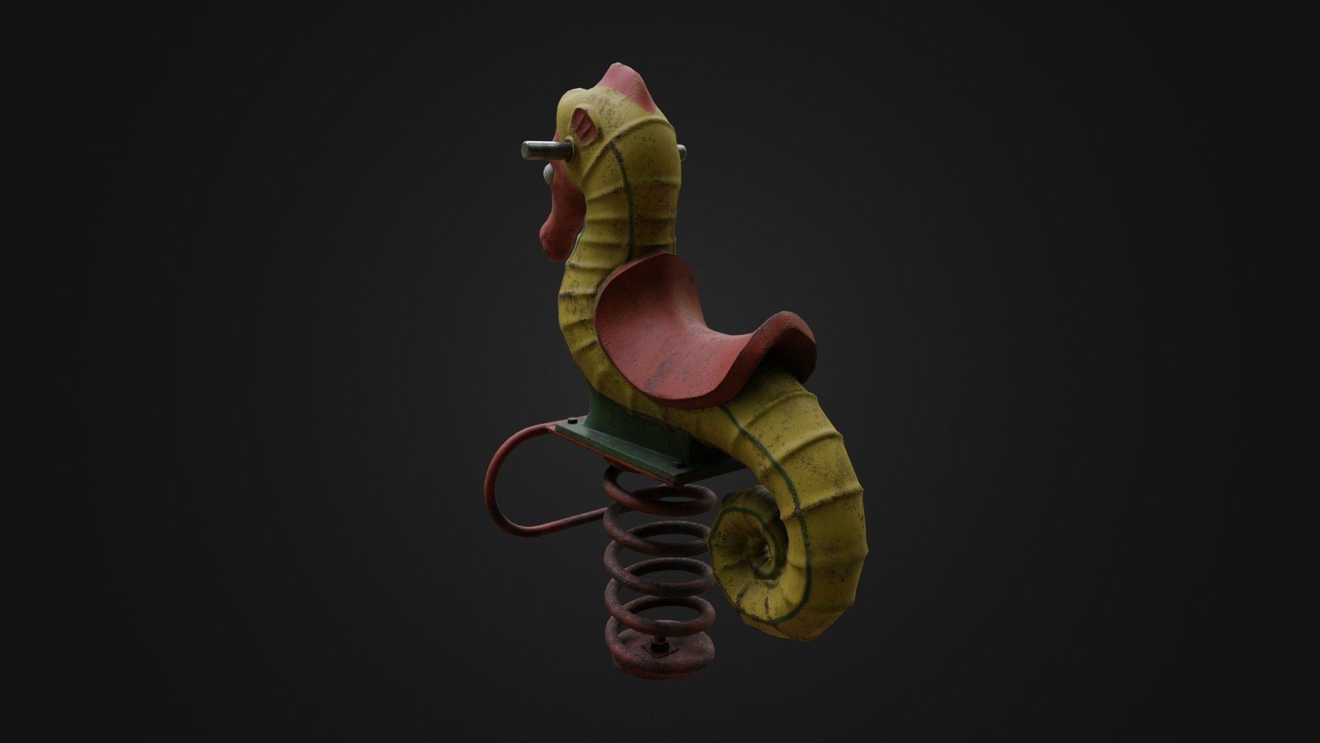 Spring swing seahorse Low-poly 3D model_29