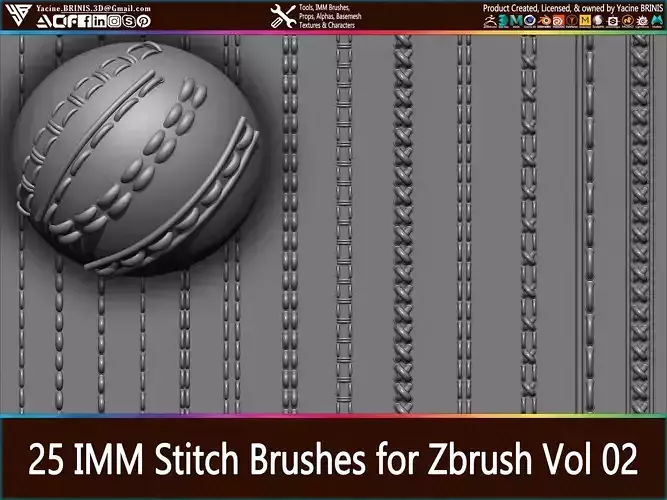 25 IMM Stitches Sewing Brush for Zbrush Vol 02