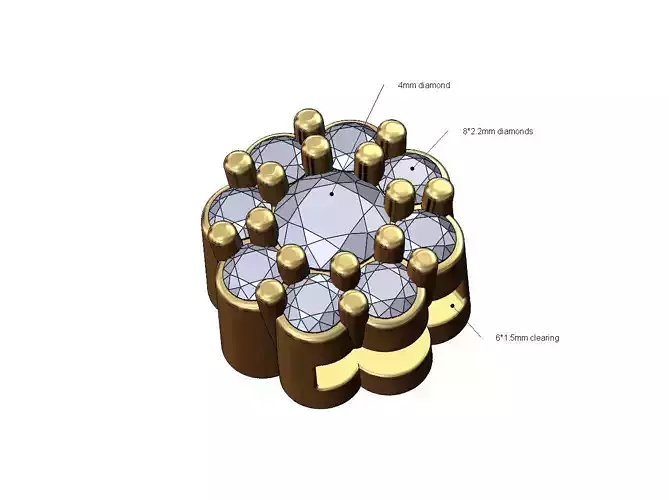Round bubble diamond cluster bracelet slider 3D print model