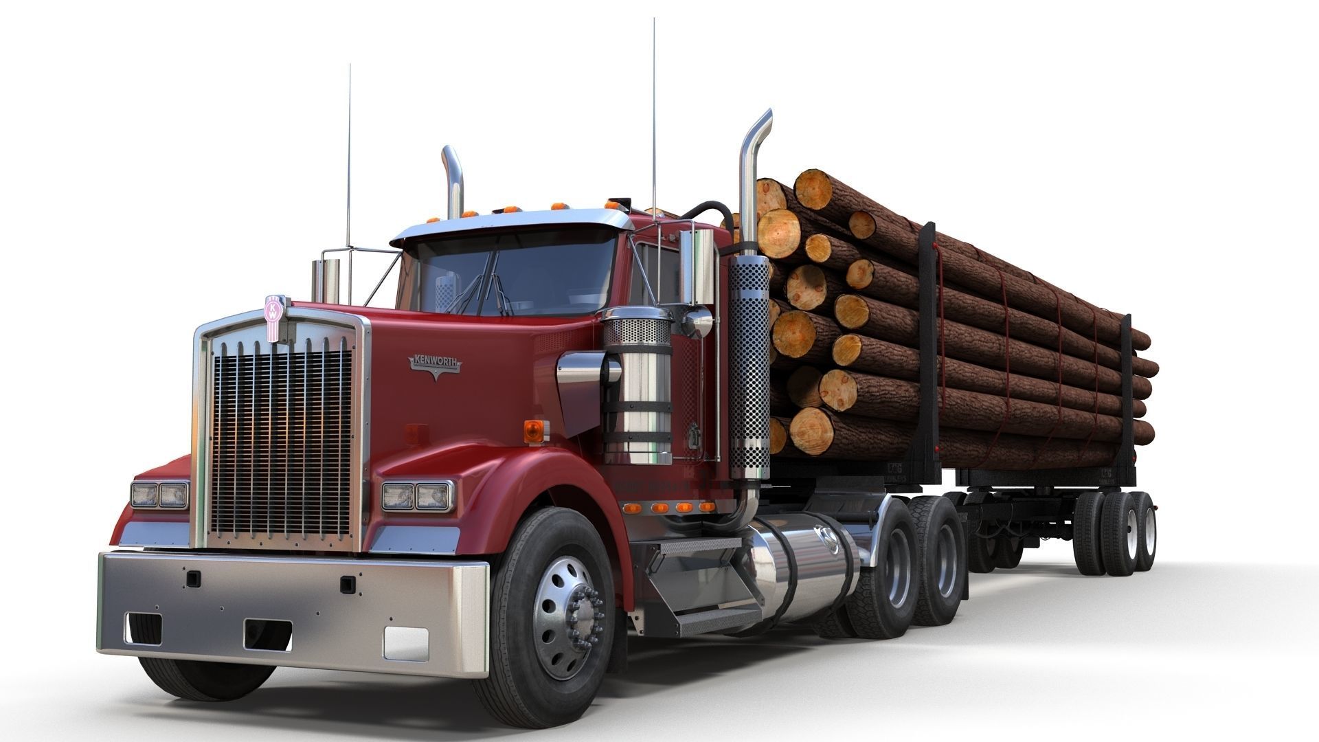 Kenworth log truck Low-poly 3D model_12