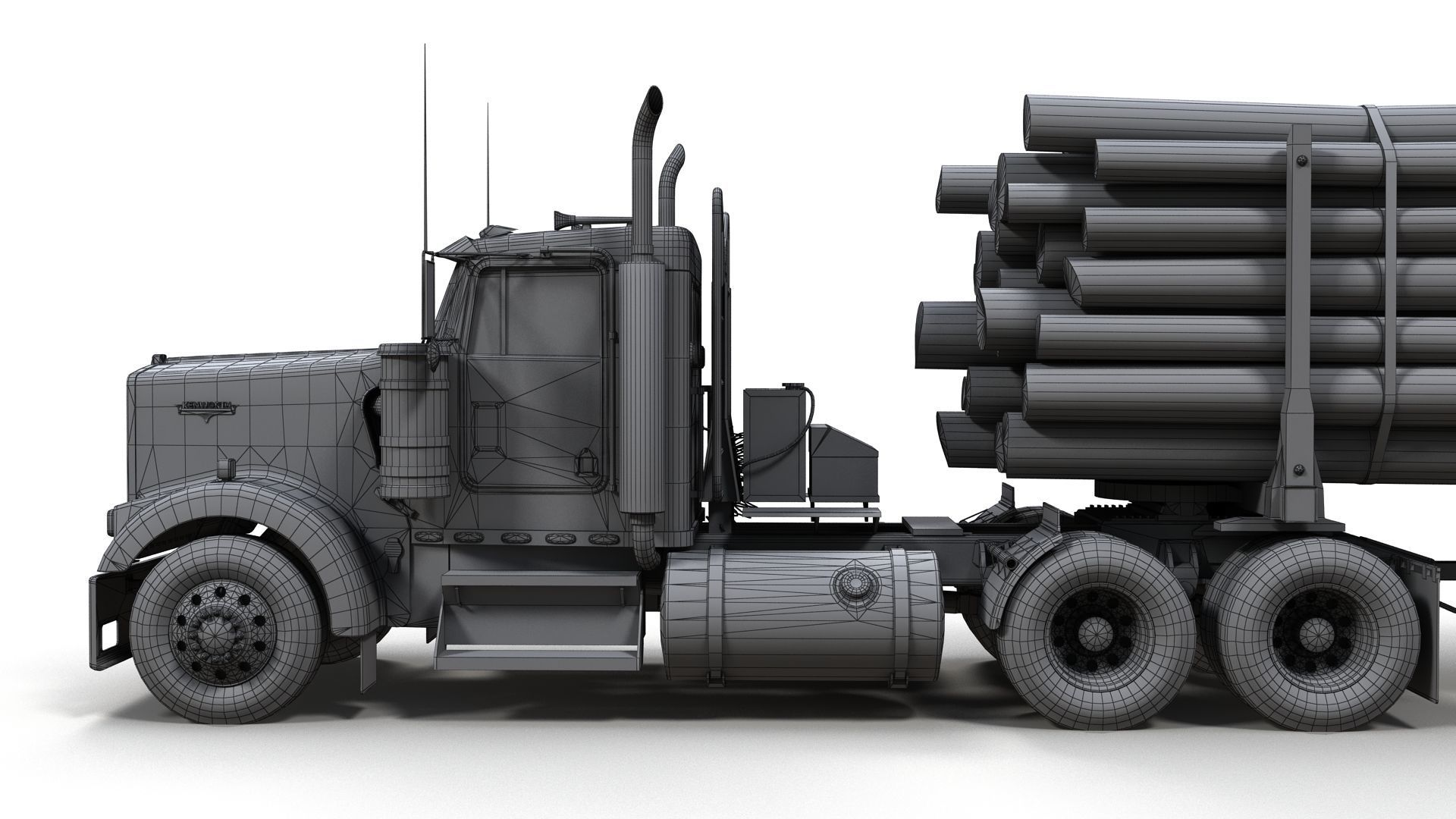 Kenworth log truck Low-poly 3D model_16