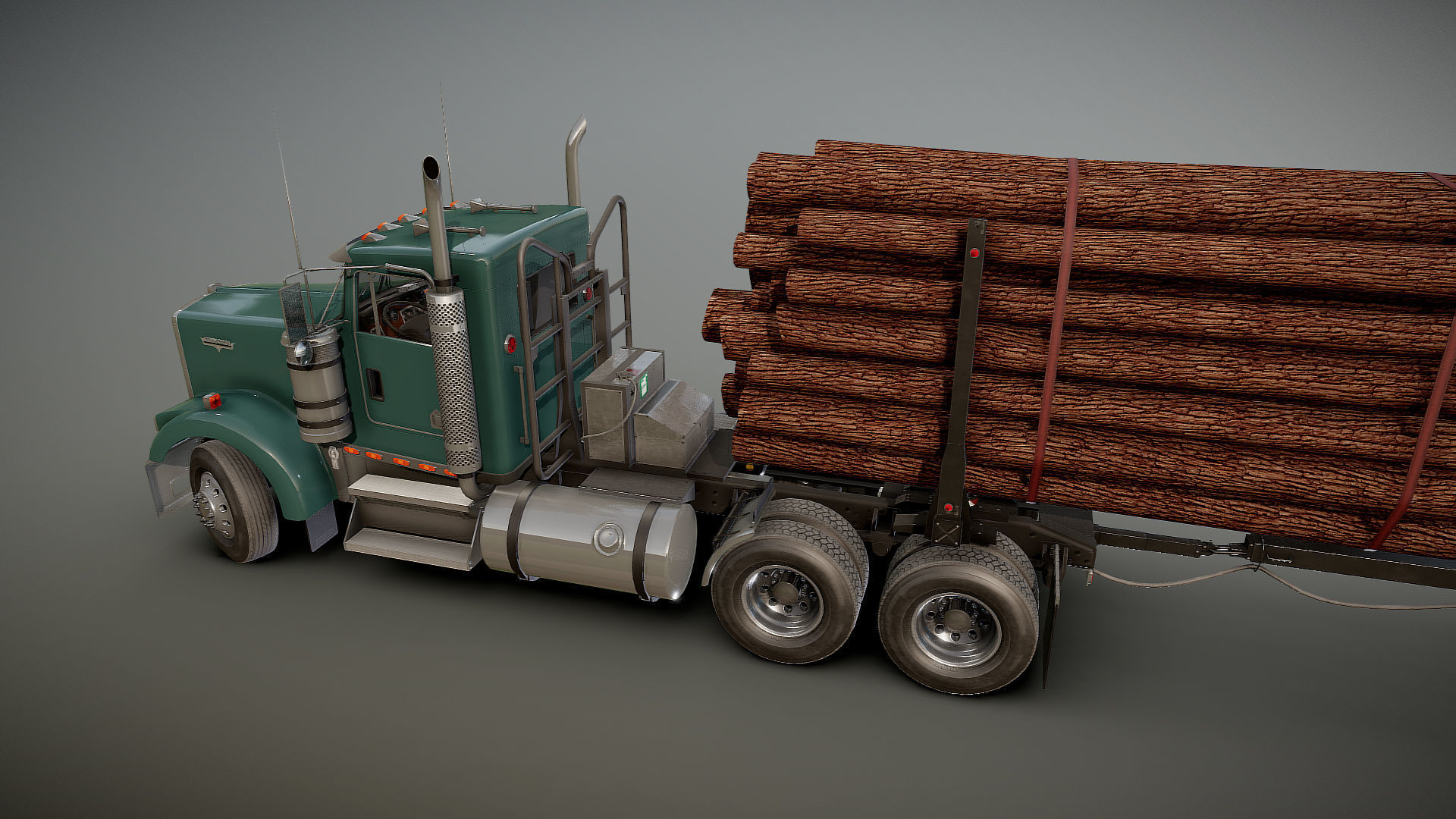 Kenworth log truck Low-poly 3D model_28