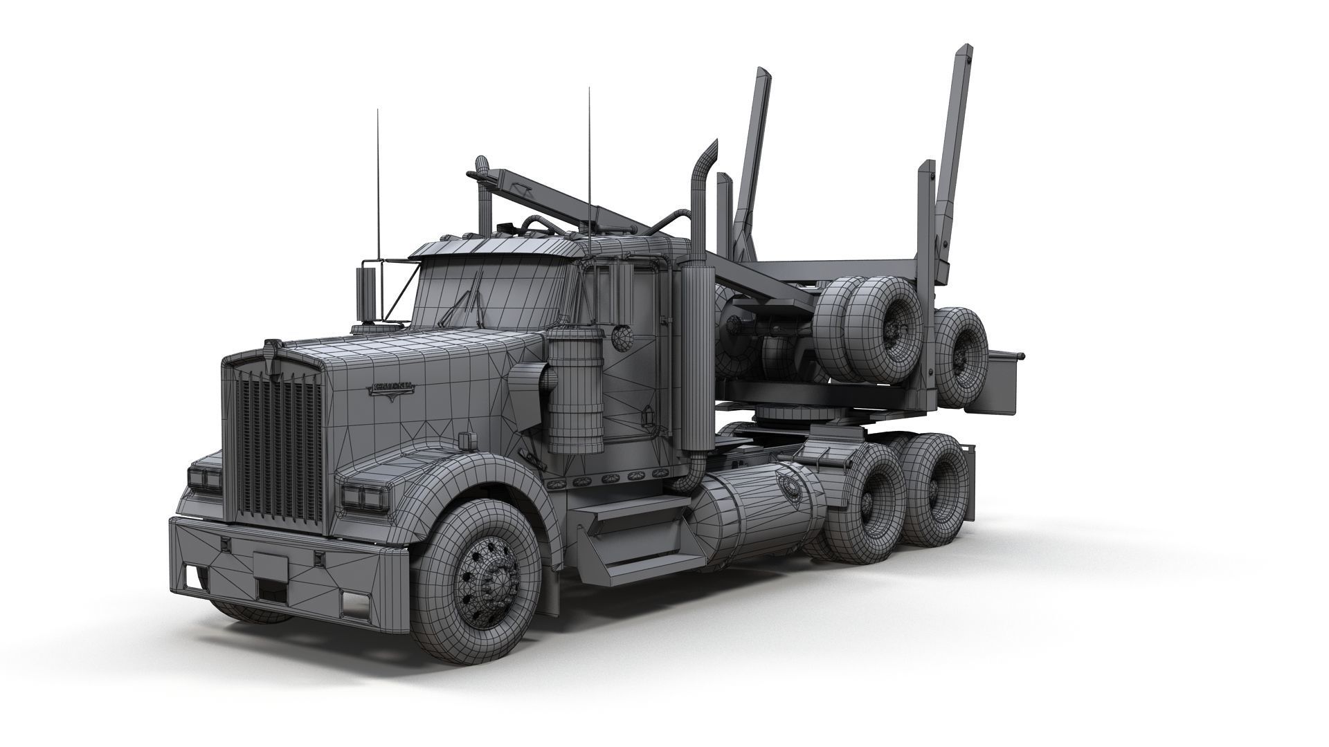 Kenworth log truck Low-poly 3D model_21
