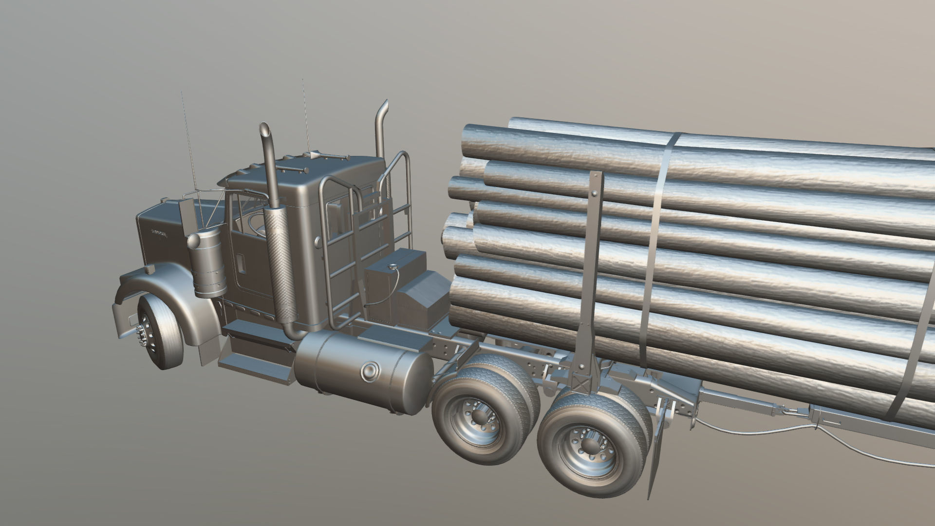 Kenworth log truck Low-poly 3D model_37