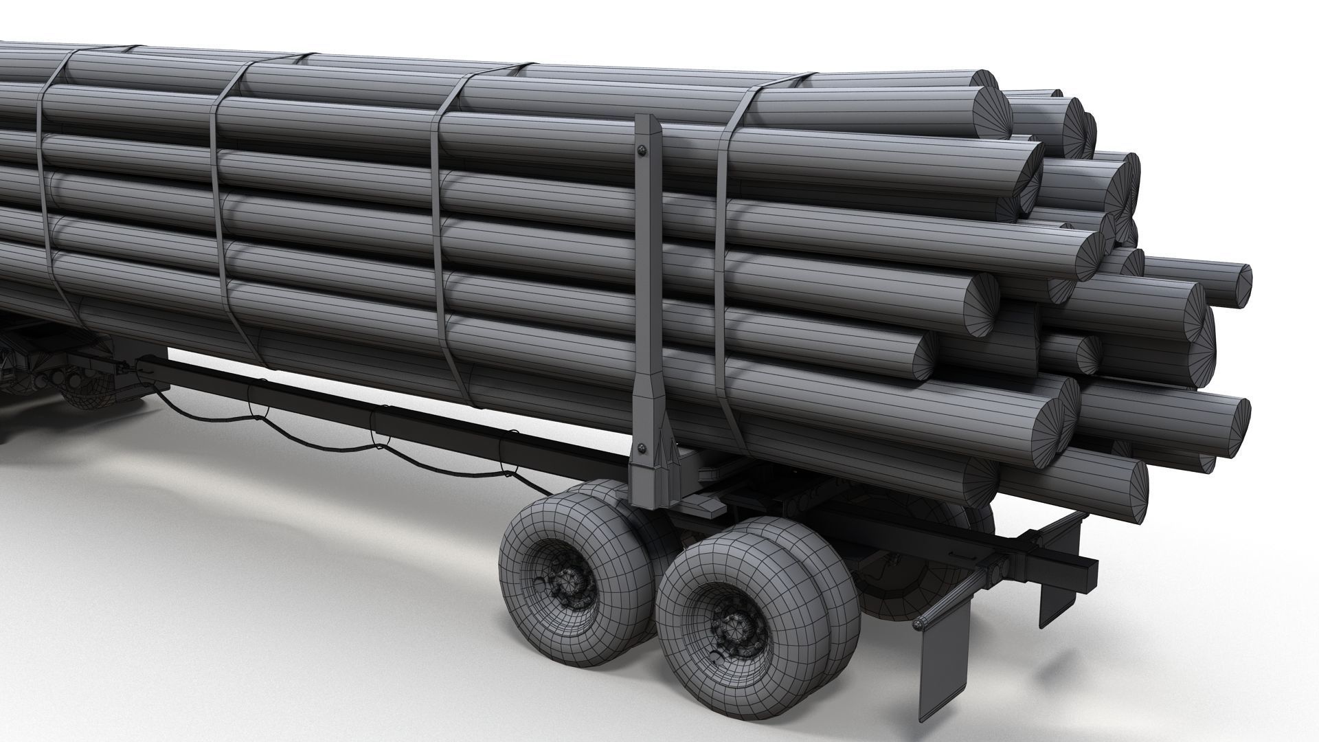 Kenworth log truck Low-poly 3D model_20