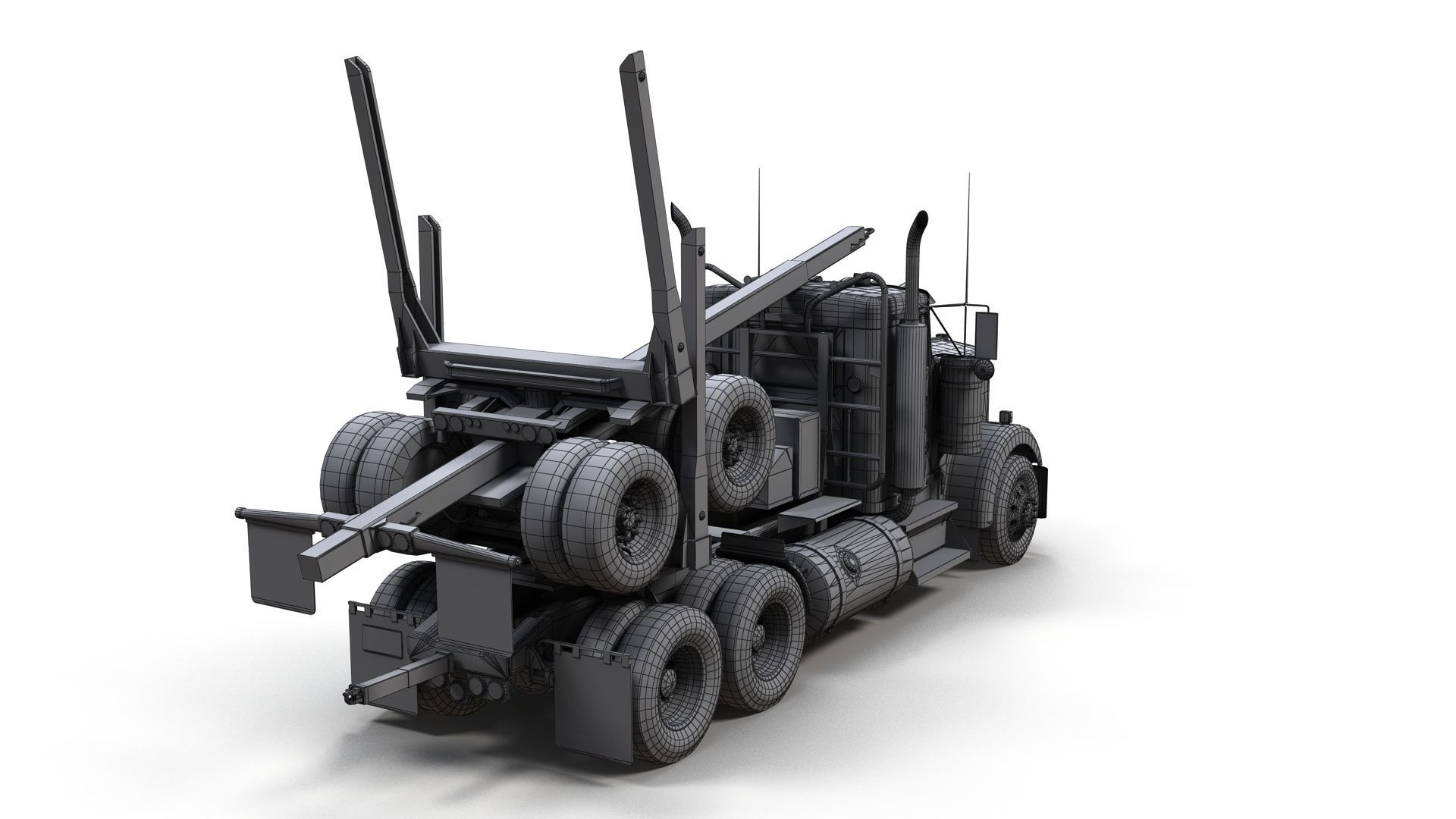 Kenworth log truck Low-poly 3D model_22