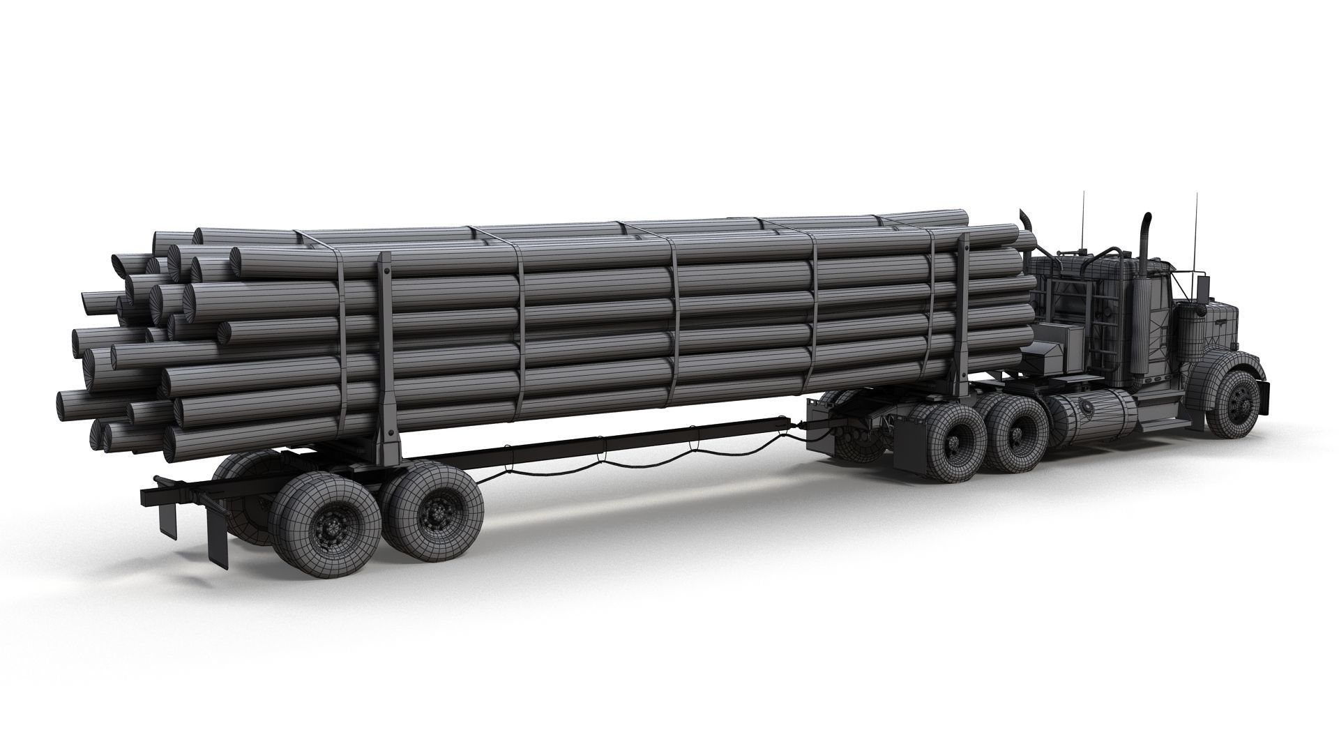Kenworth log truck Low-poly 3D model_19