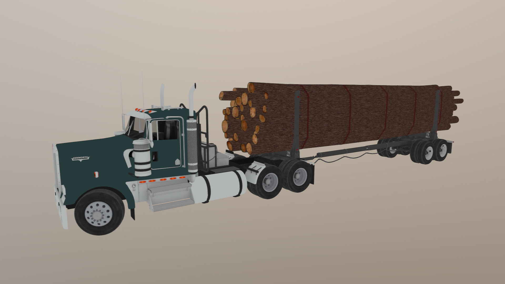 Kenworth log truck Low-poly 3D model_40