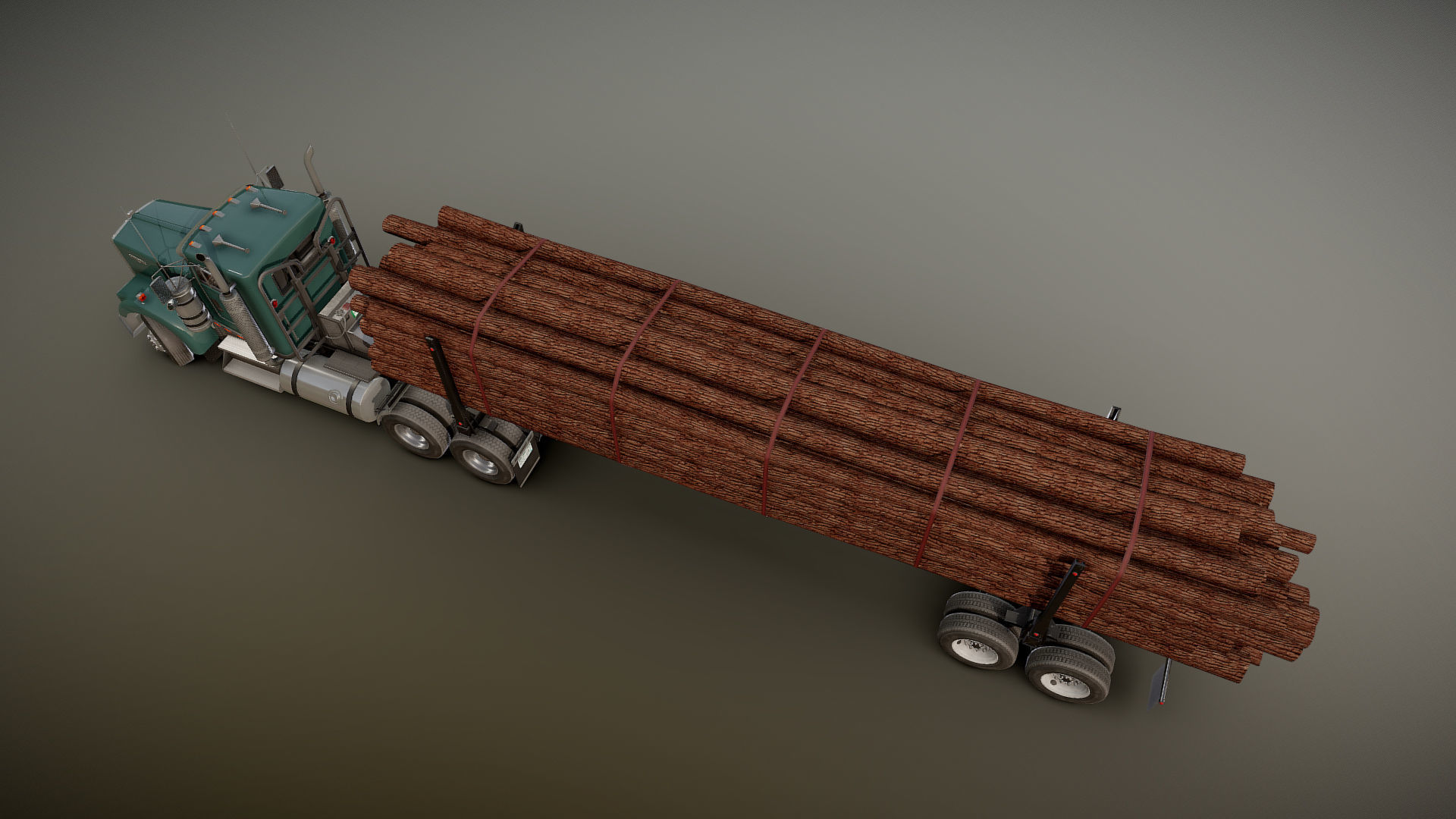 Kenworth log truck Low-poly 3D model_33
