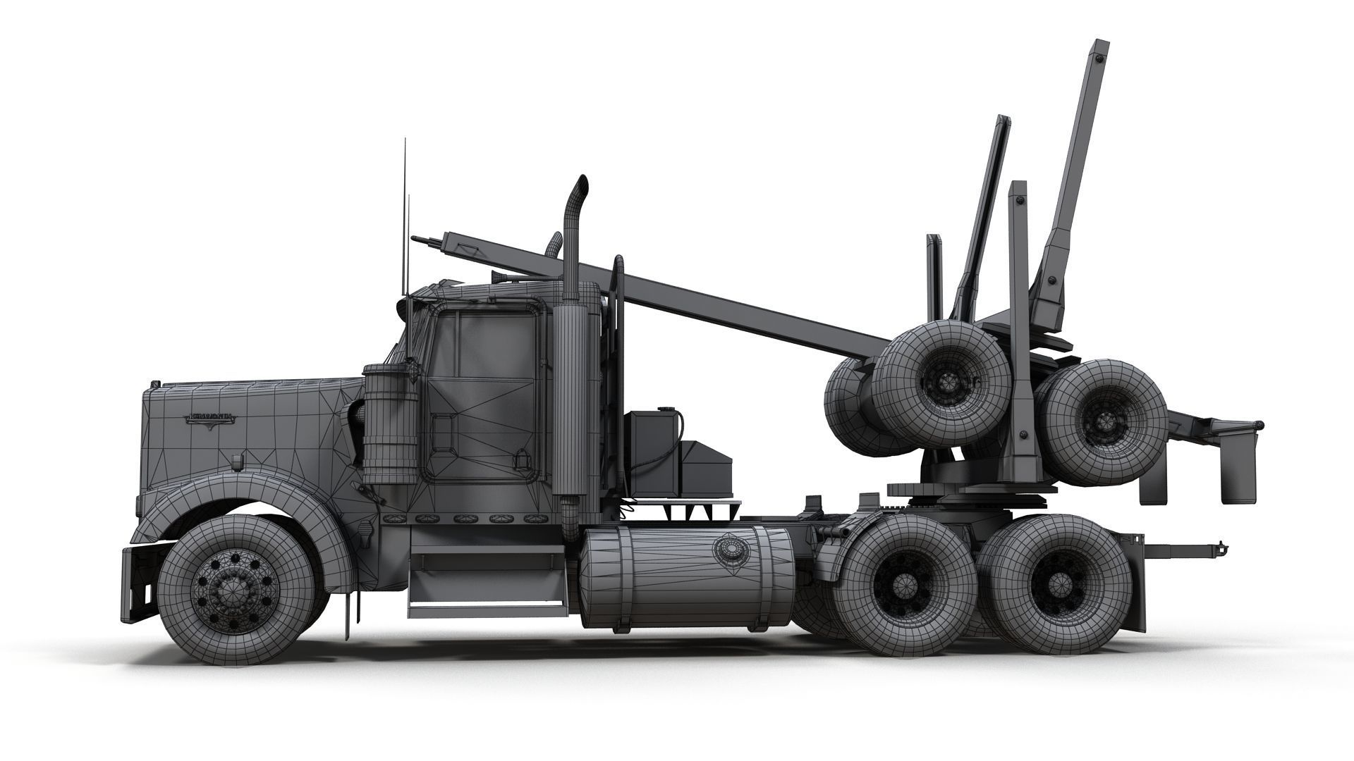 Kenworth log truck Low-poly 3D model_23