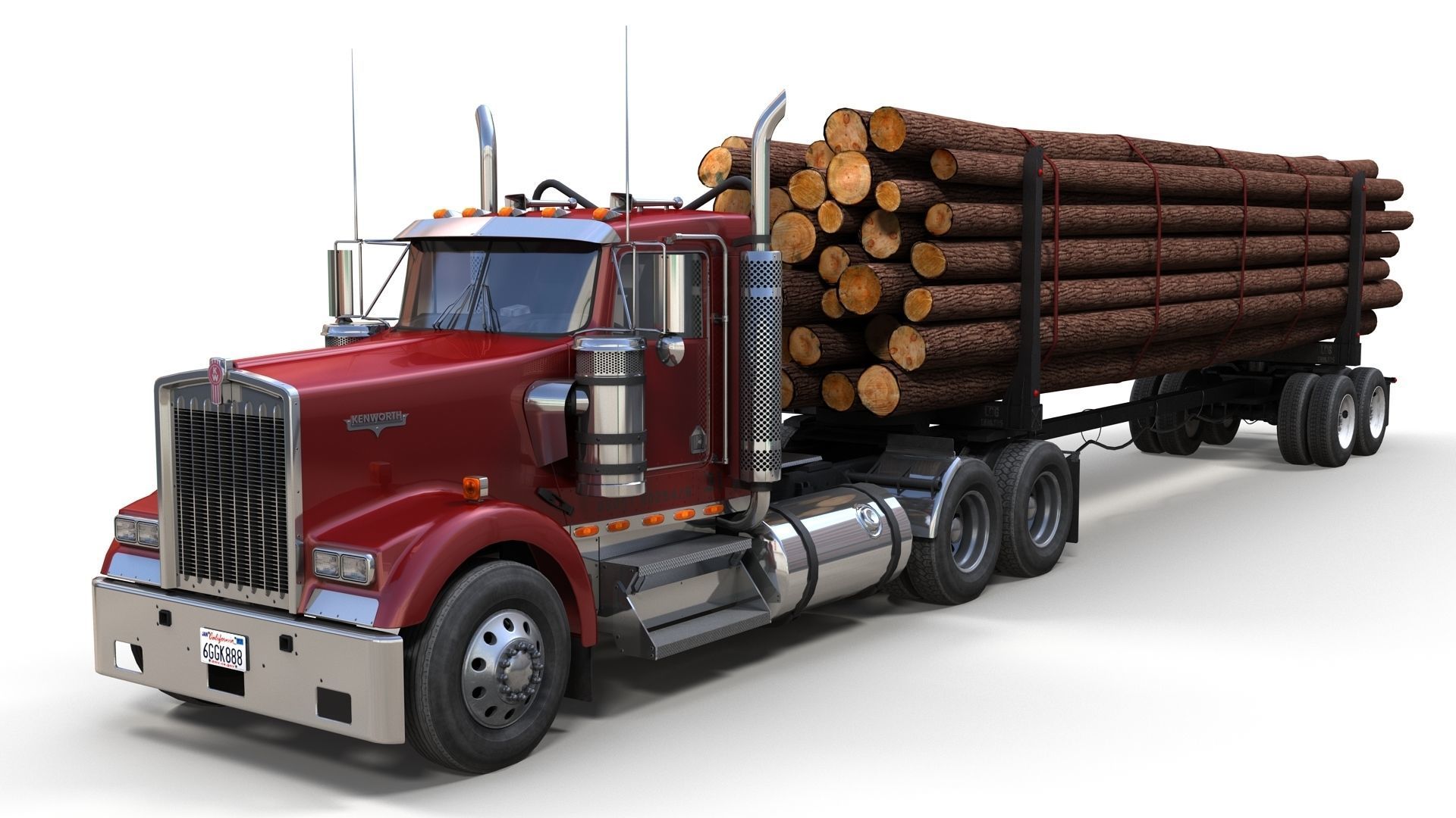 Kenworth log truck Low-poly 3D model_1