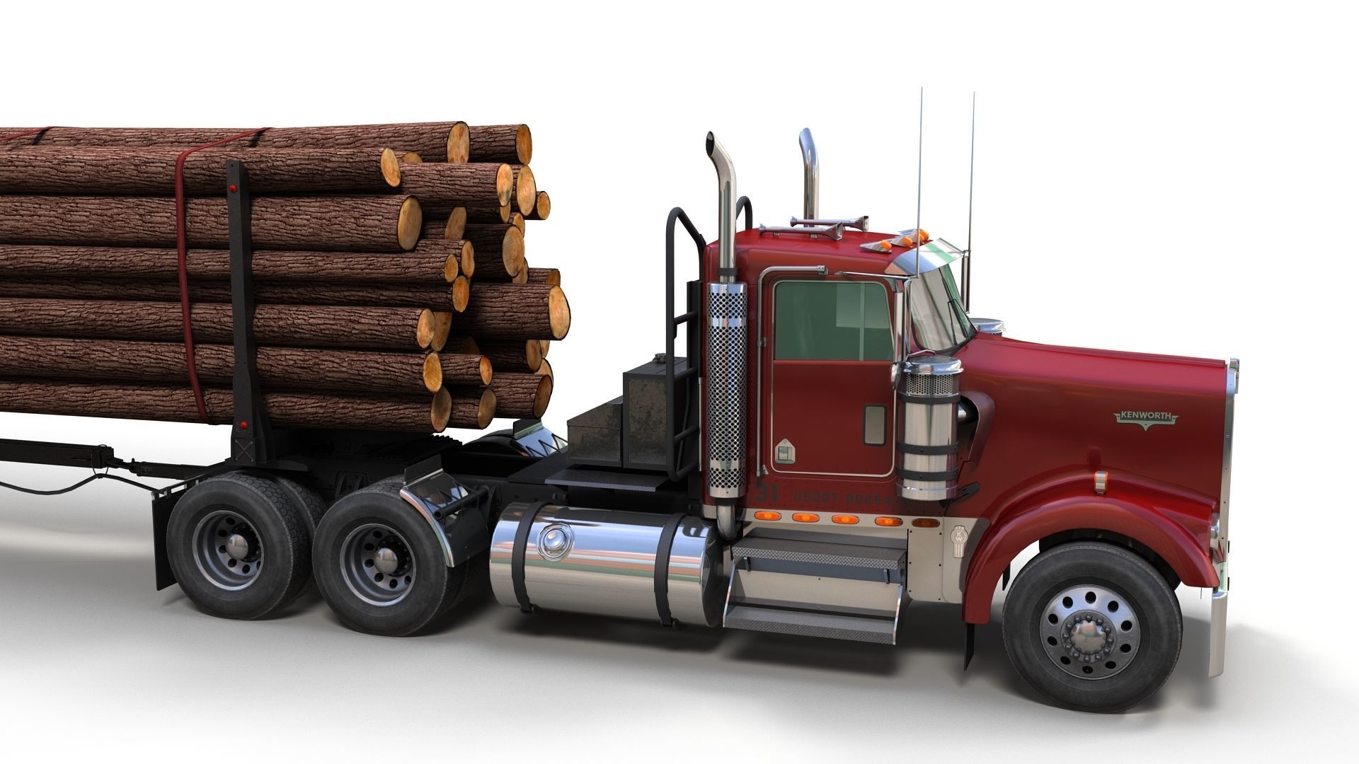 Kenworth log truck Low-poly 3D model_3