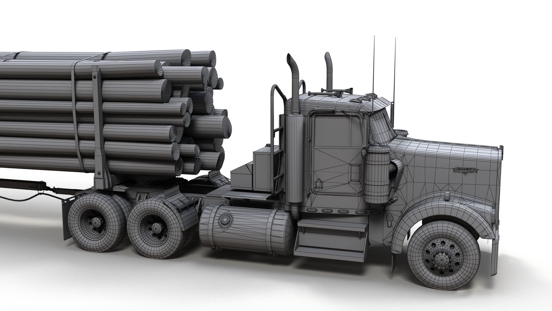 Kenworth log truck Low-poly 3D model_18