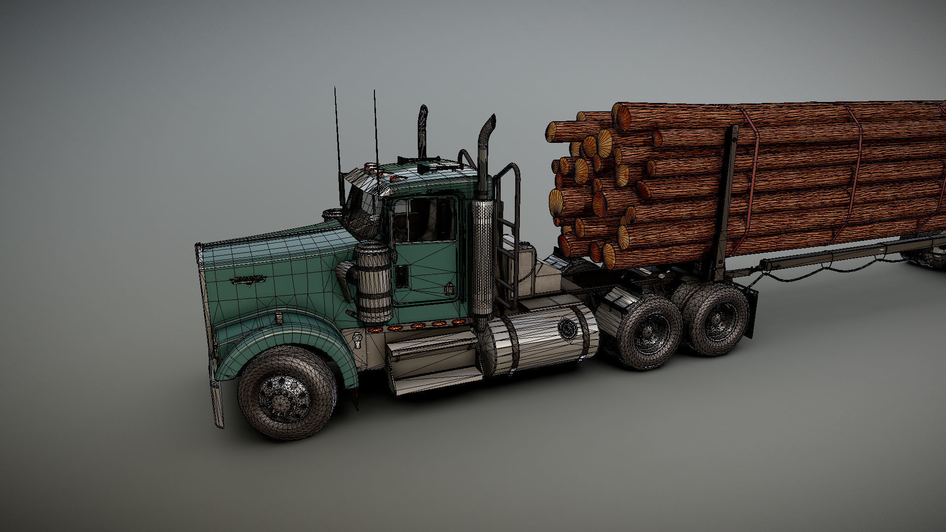 Kenworth log truck Low-poly 3D model_34