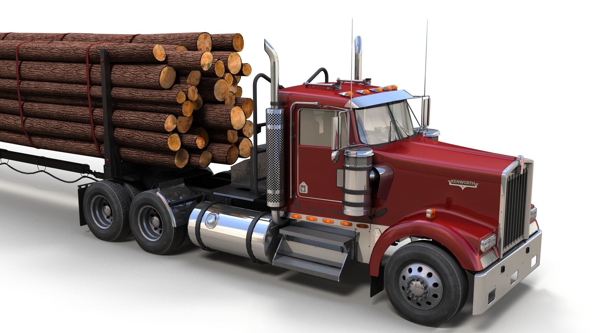 Kenworth log truck Low-poly 3D model_8