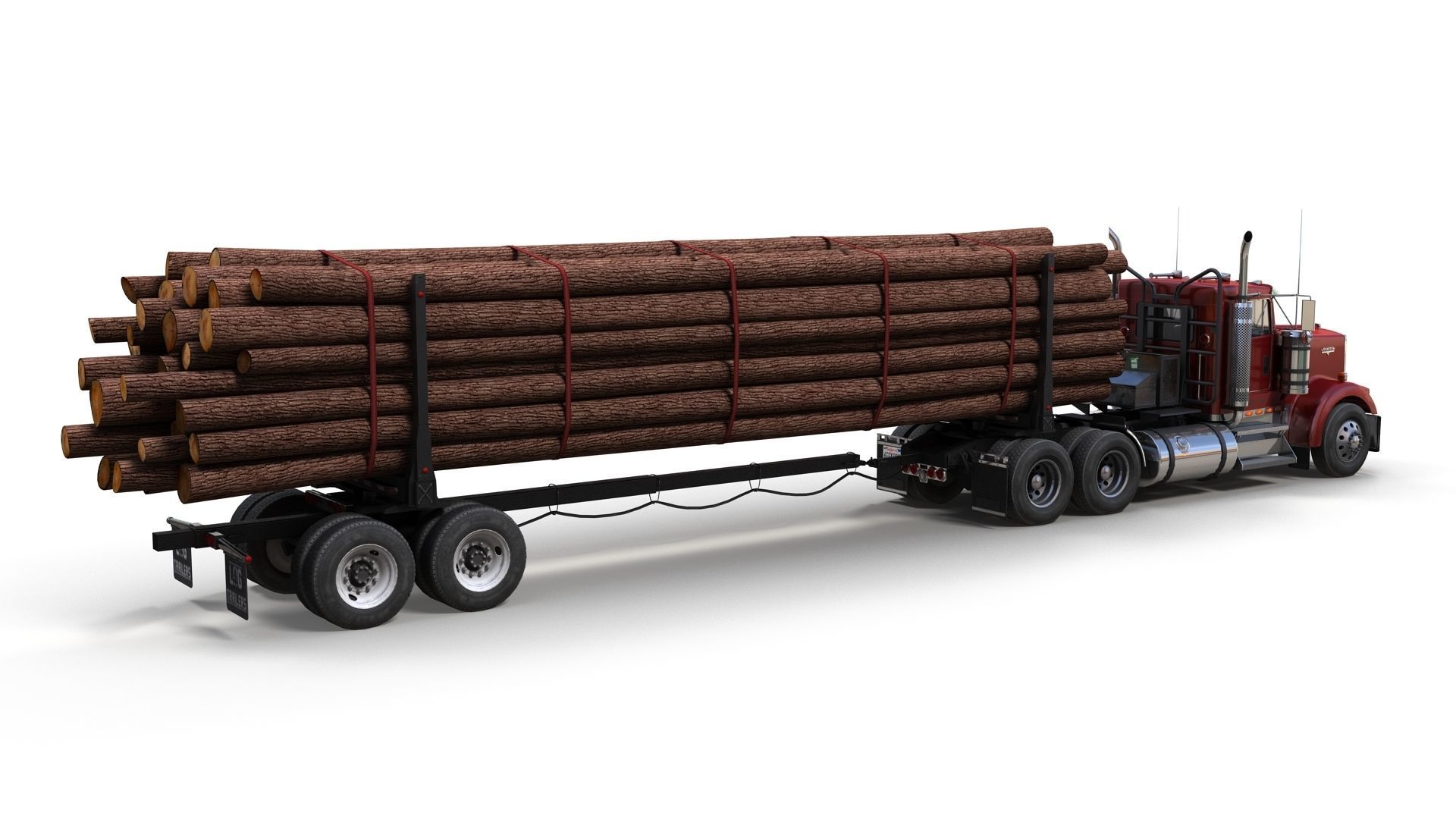 Kenworth log truck Low-poly 3D model_2
