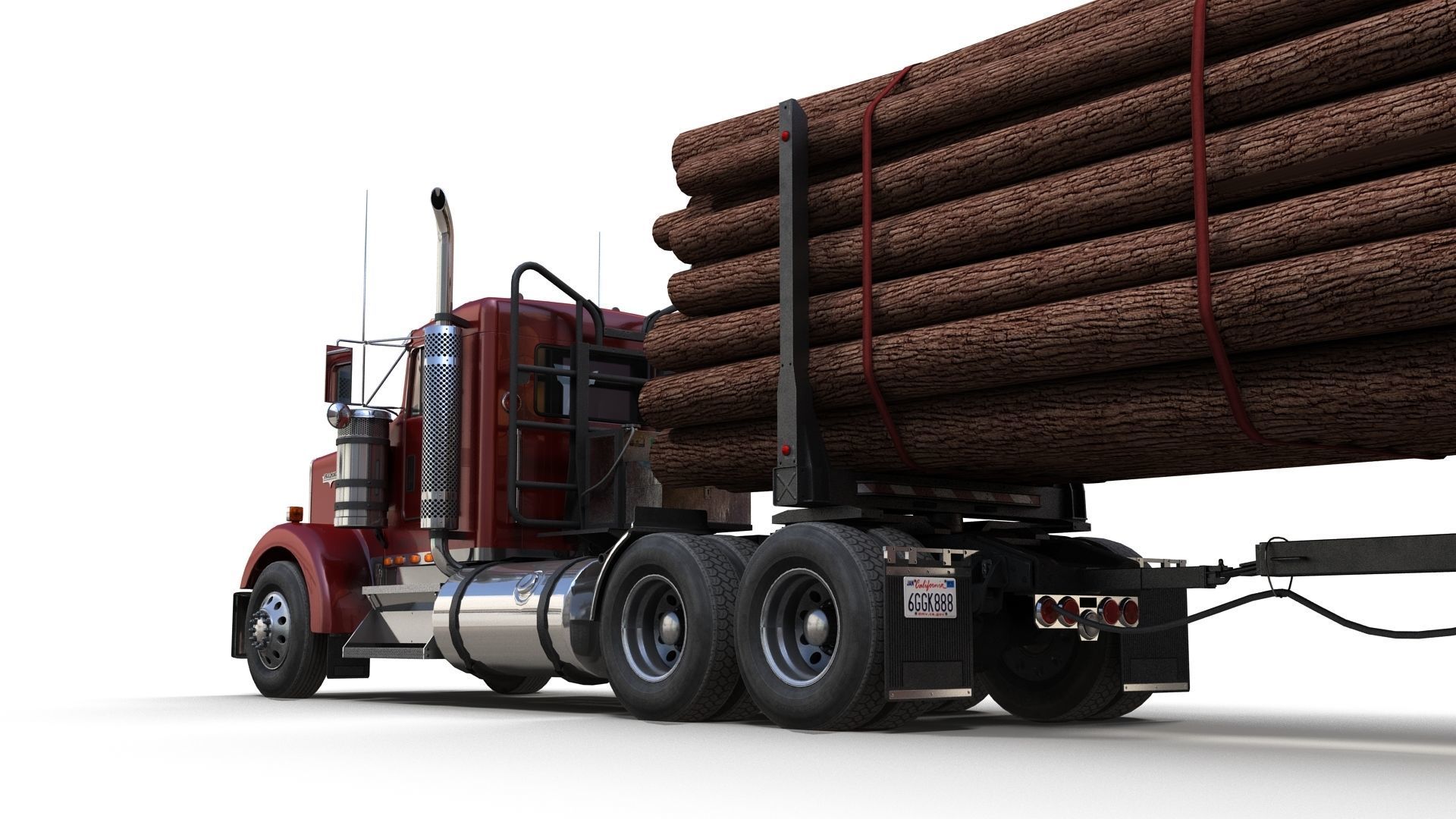 Kenworth log truck Low-poly 3D model_10