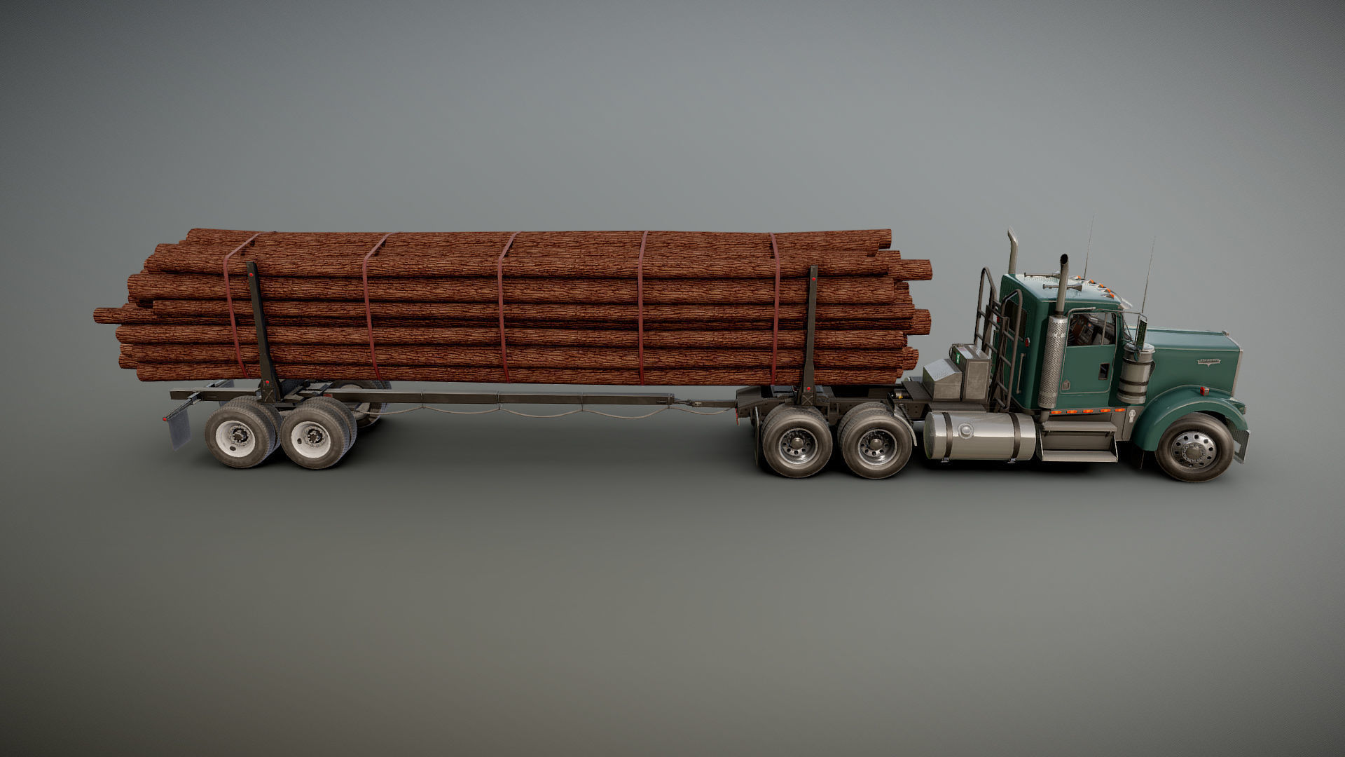 Kenworth log truck Low-poly 3D model_27