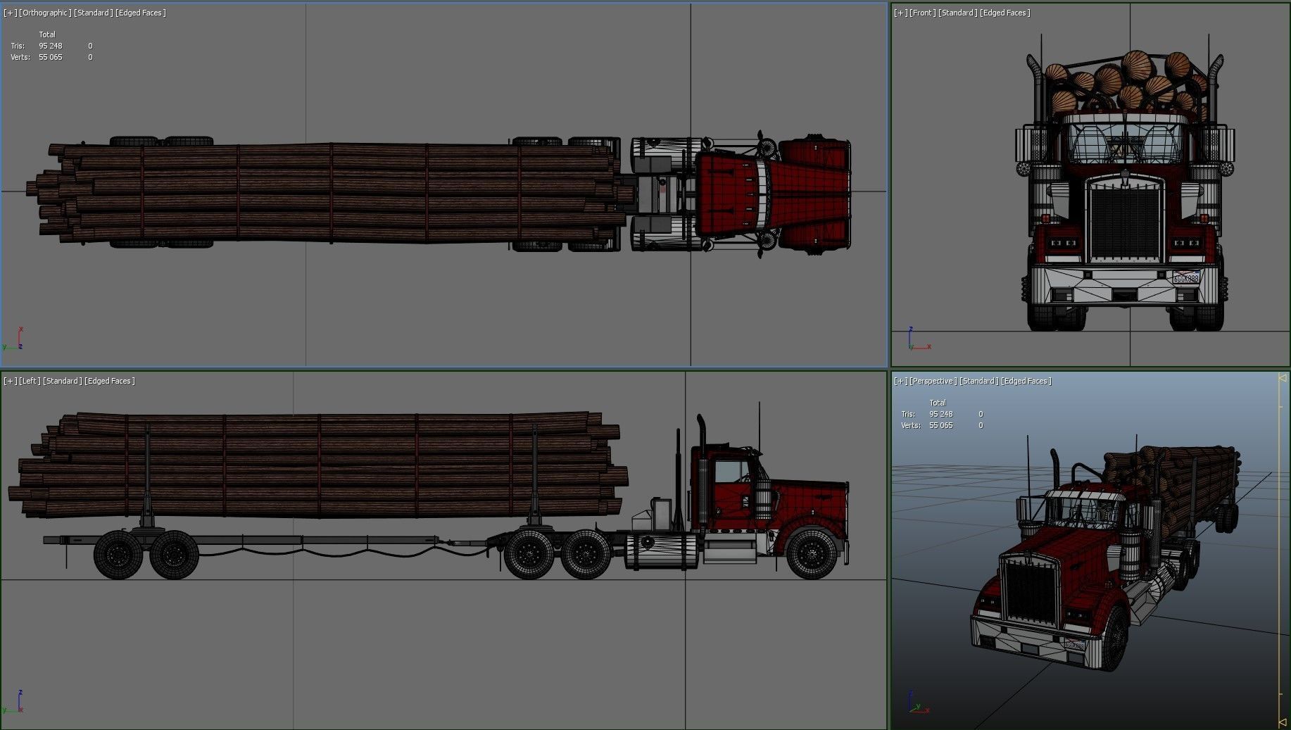 Kenworth log truck Low-poly 3D model_46