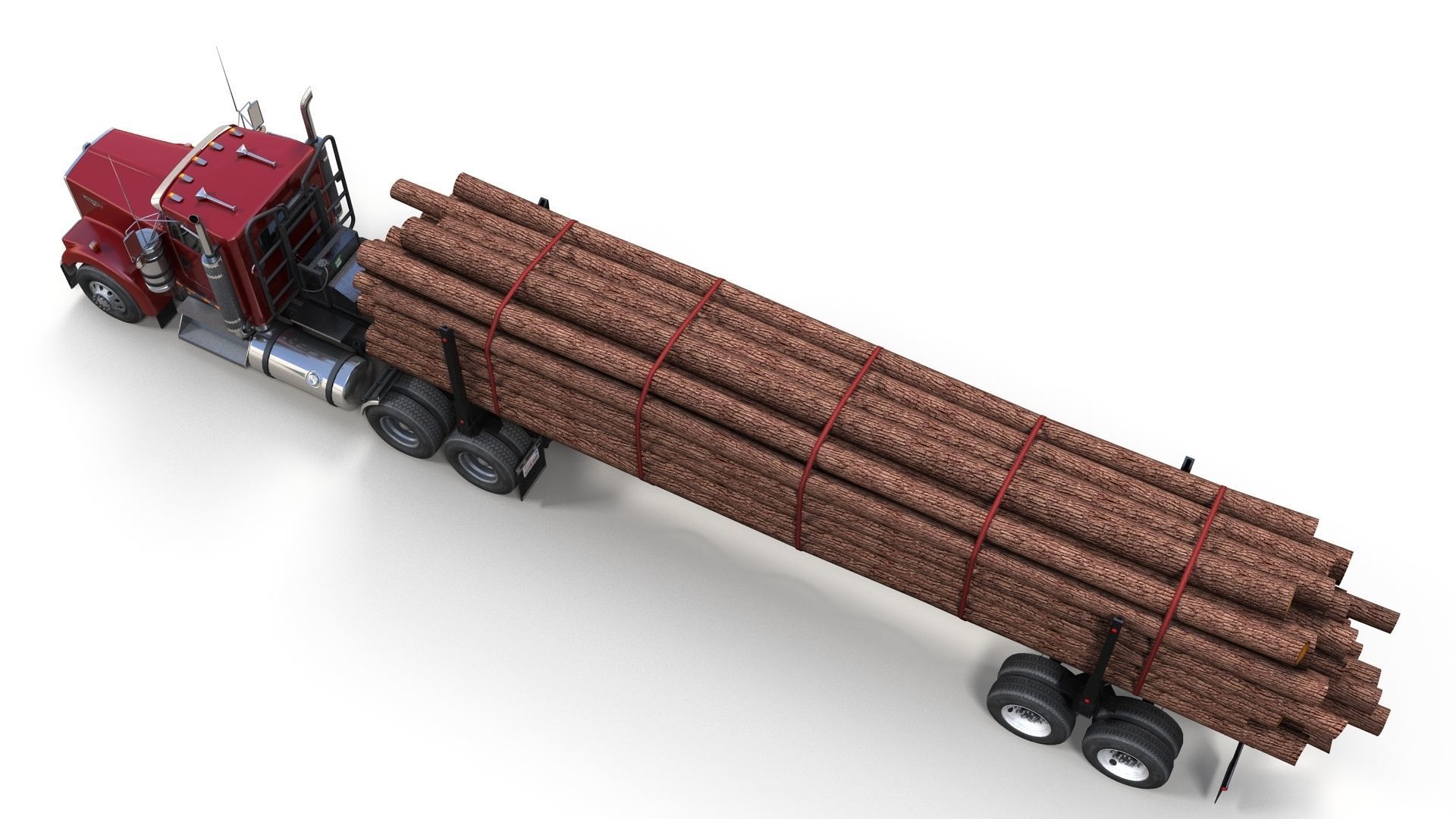 Kenworth log truck Low-poly 3D model_9