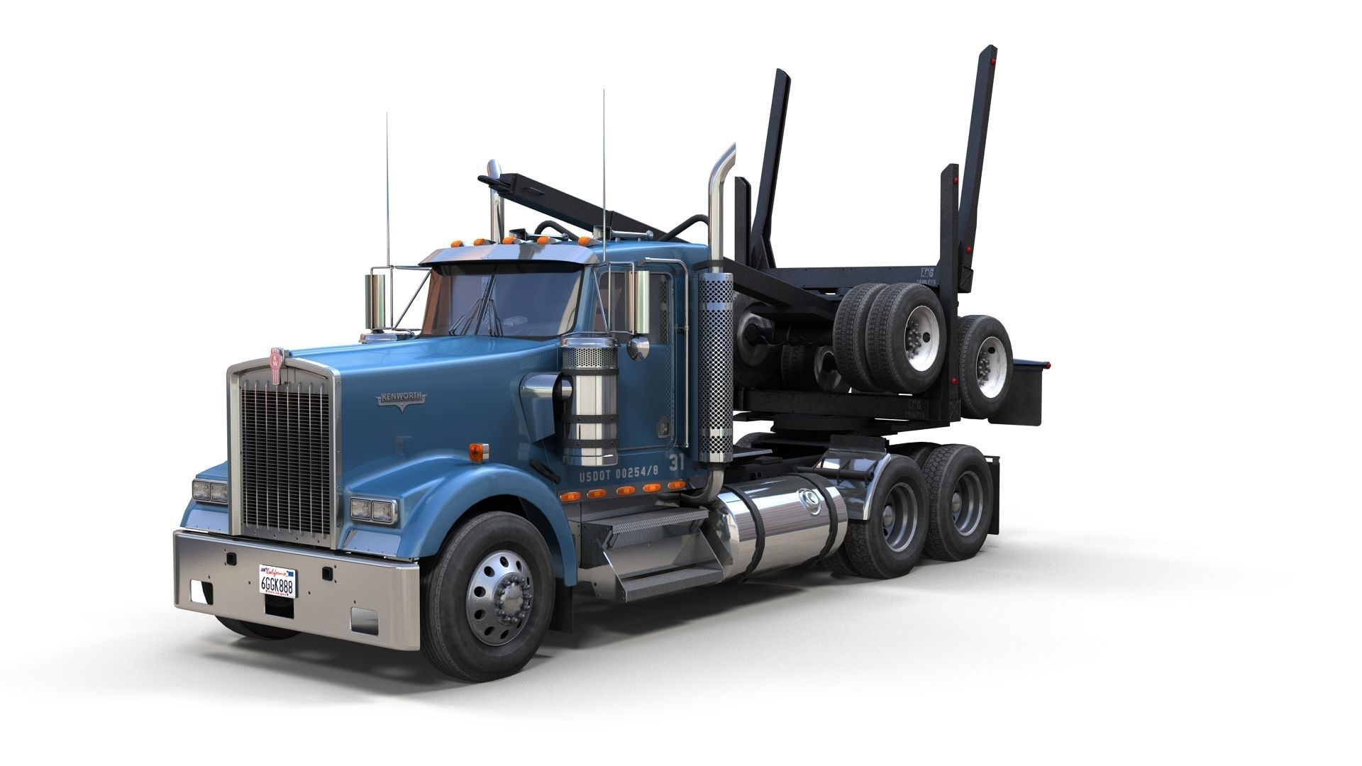 Kenworth log truck Low-poly 3D model_13