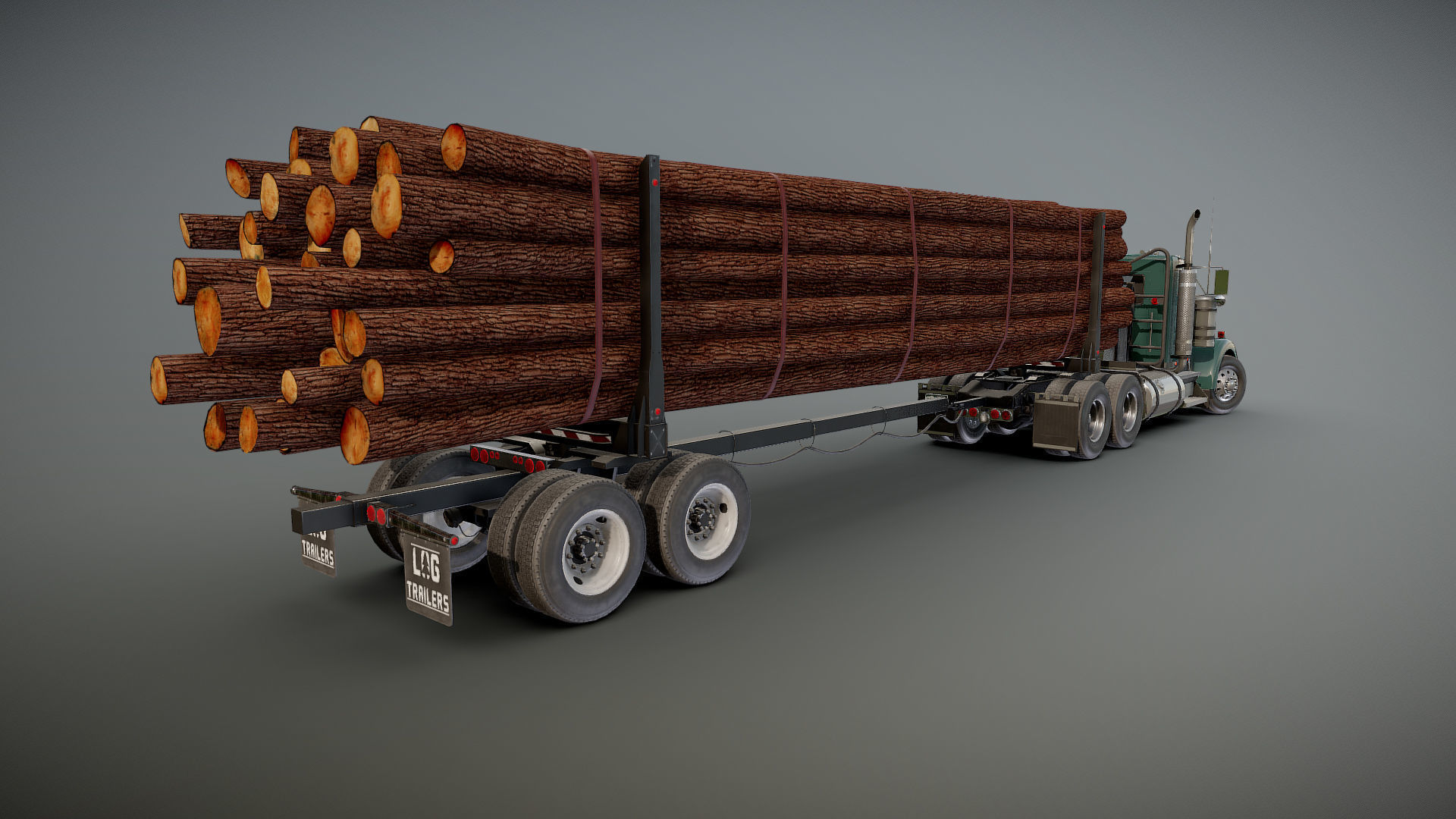 Kenworth log truck Low-poly 3D model_25