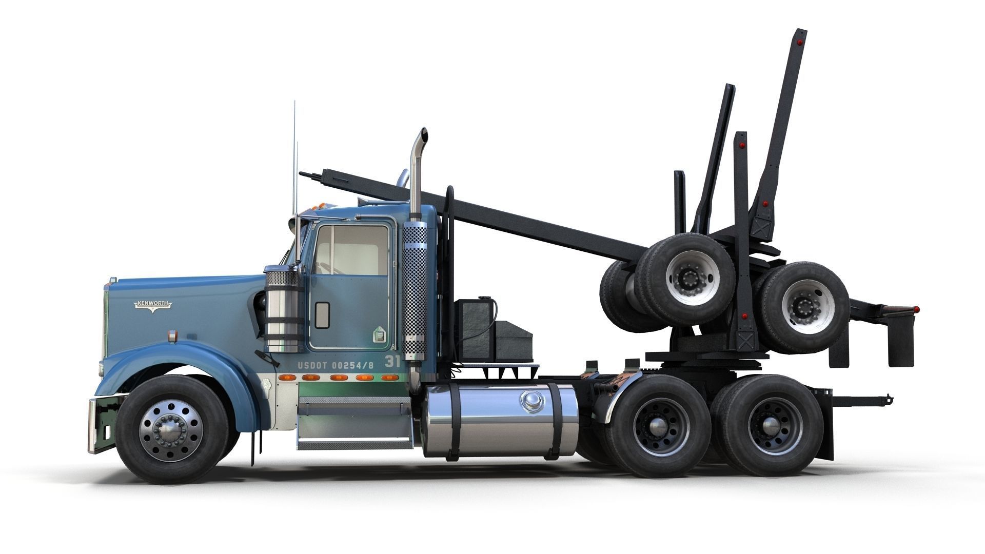Kenworth log truck Low-poly 3D model_15