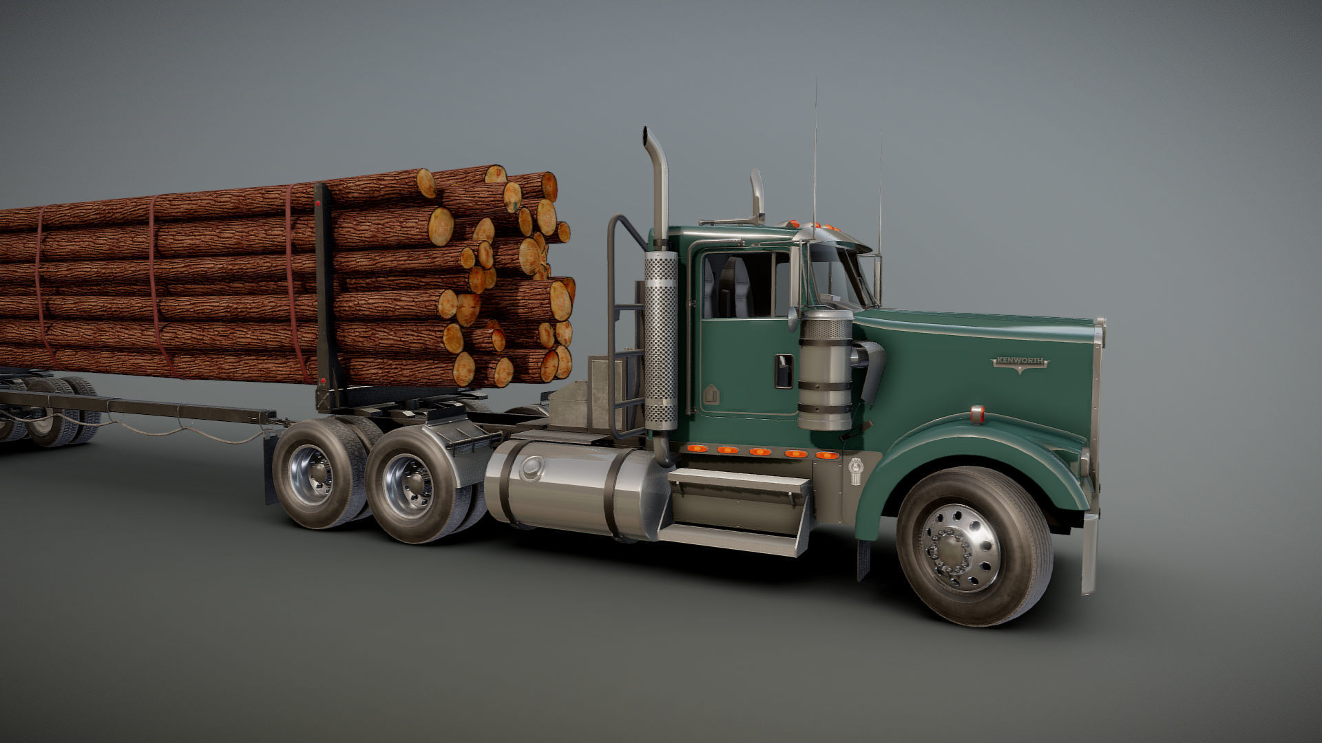 Kenworth log truck Low-poly 3D model_32