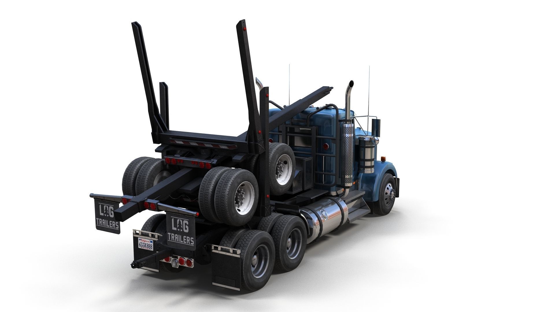 Kenworth log truck Low-poly 3D model_14