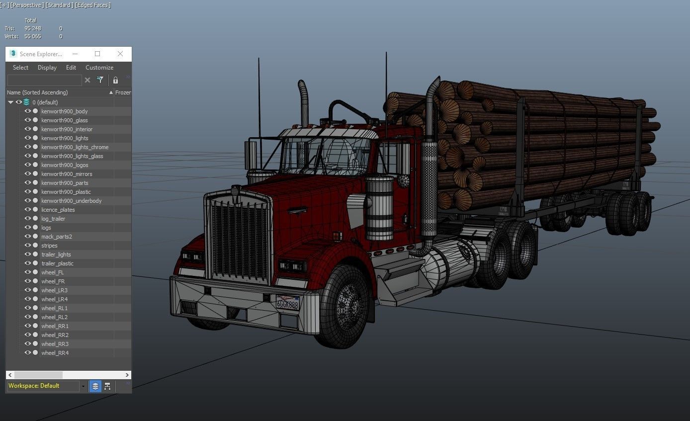 Kenworth log truck Low-poly 3D model_44