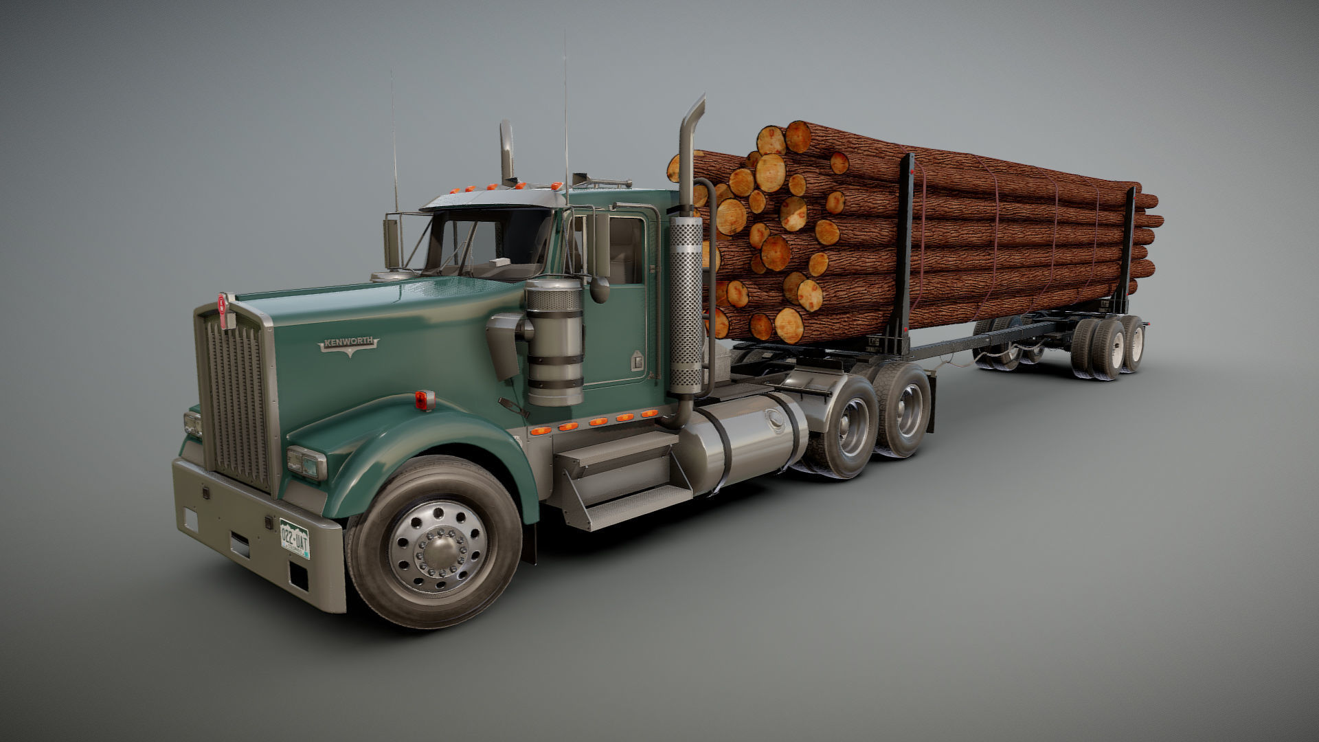 Kenworth log truck Low-poly 3D model_24
