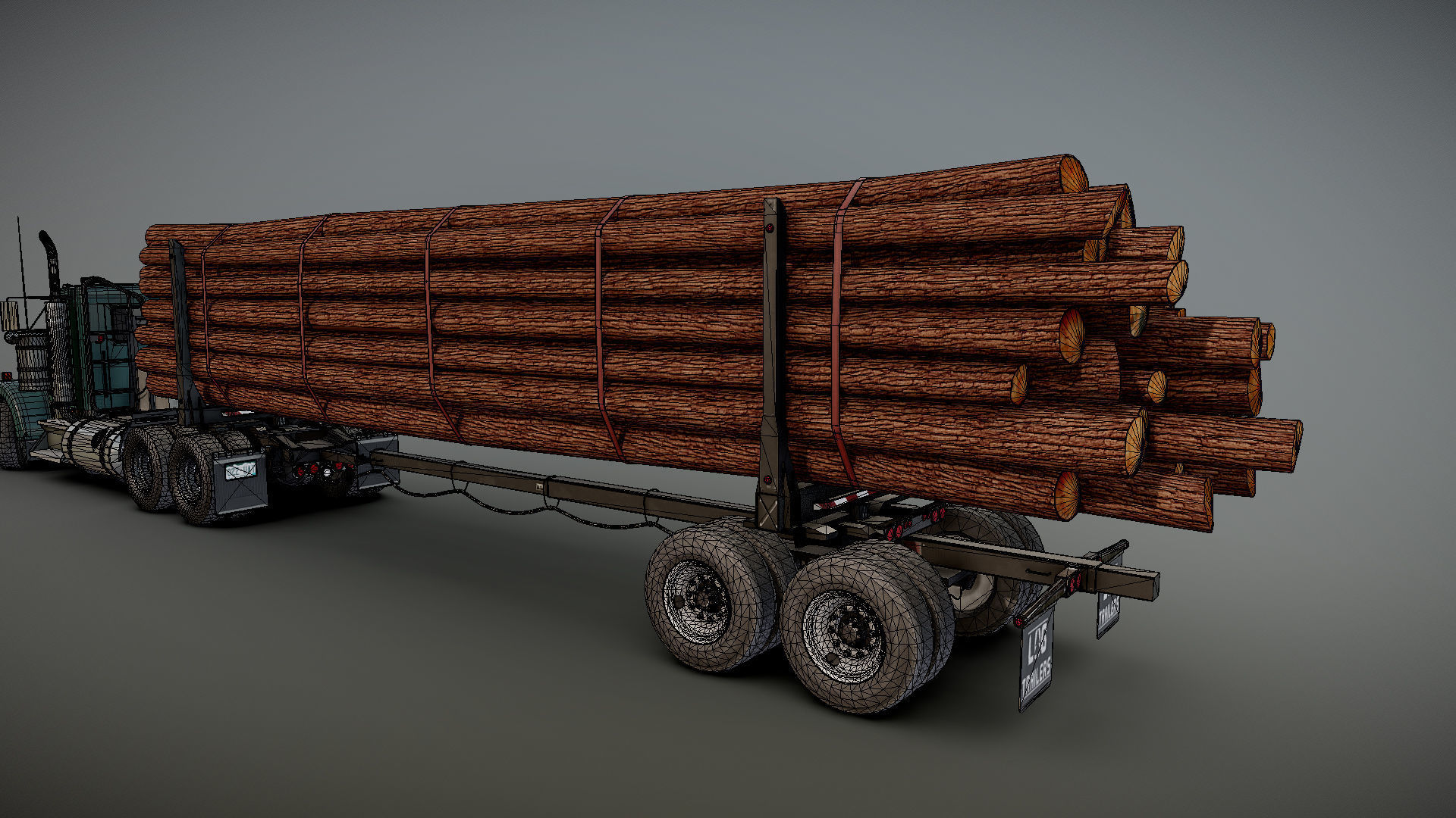 Kenworth log truck Low-poly 3D model_35