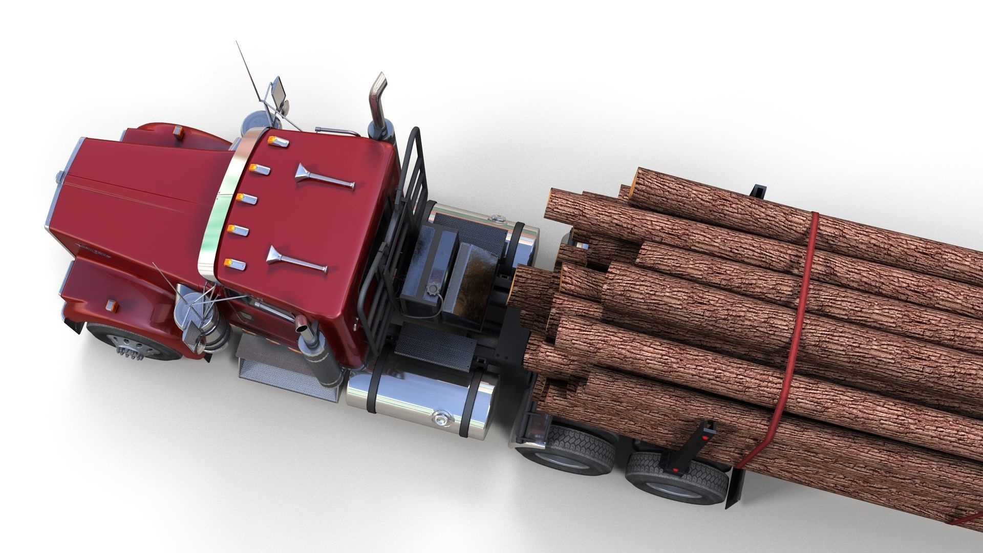 Kenworth log truck Low-poly 3D model_11