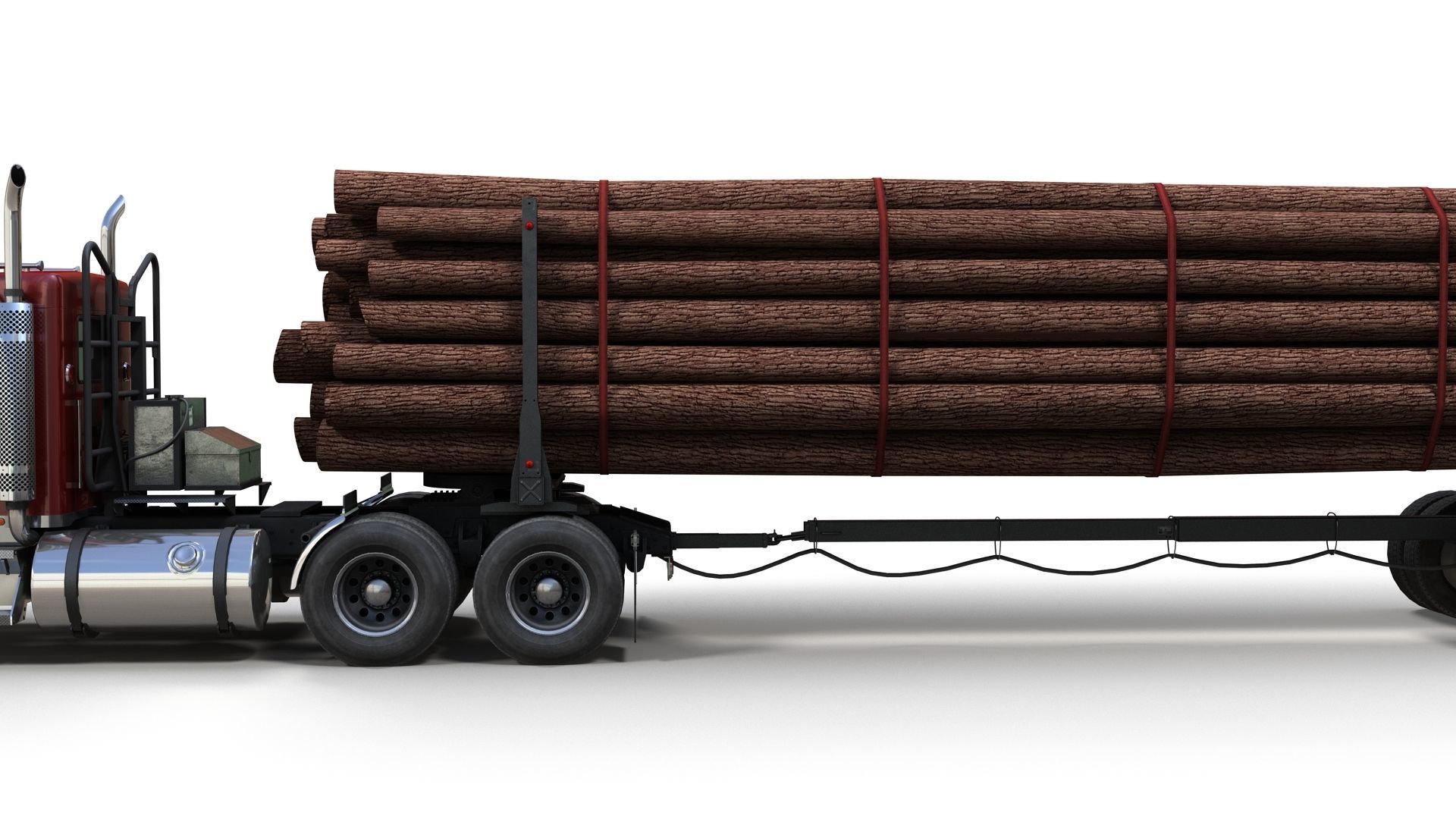 Kenworth log truck Low-poly 3D model_6