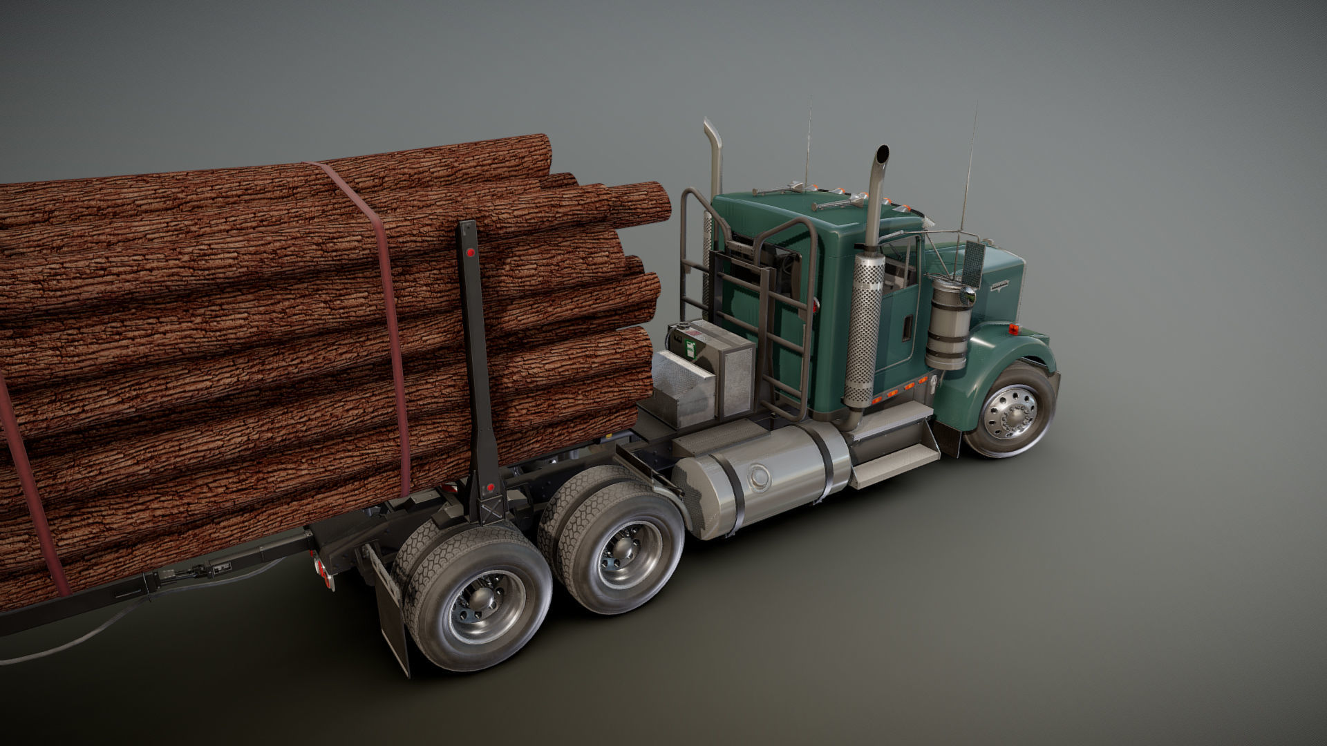 Kenworth log truck Low-poly 3D model_31