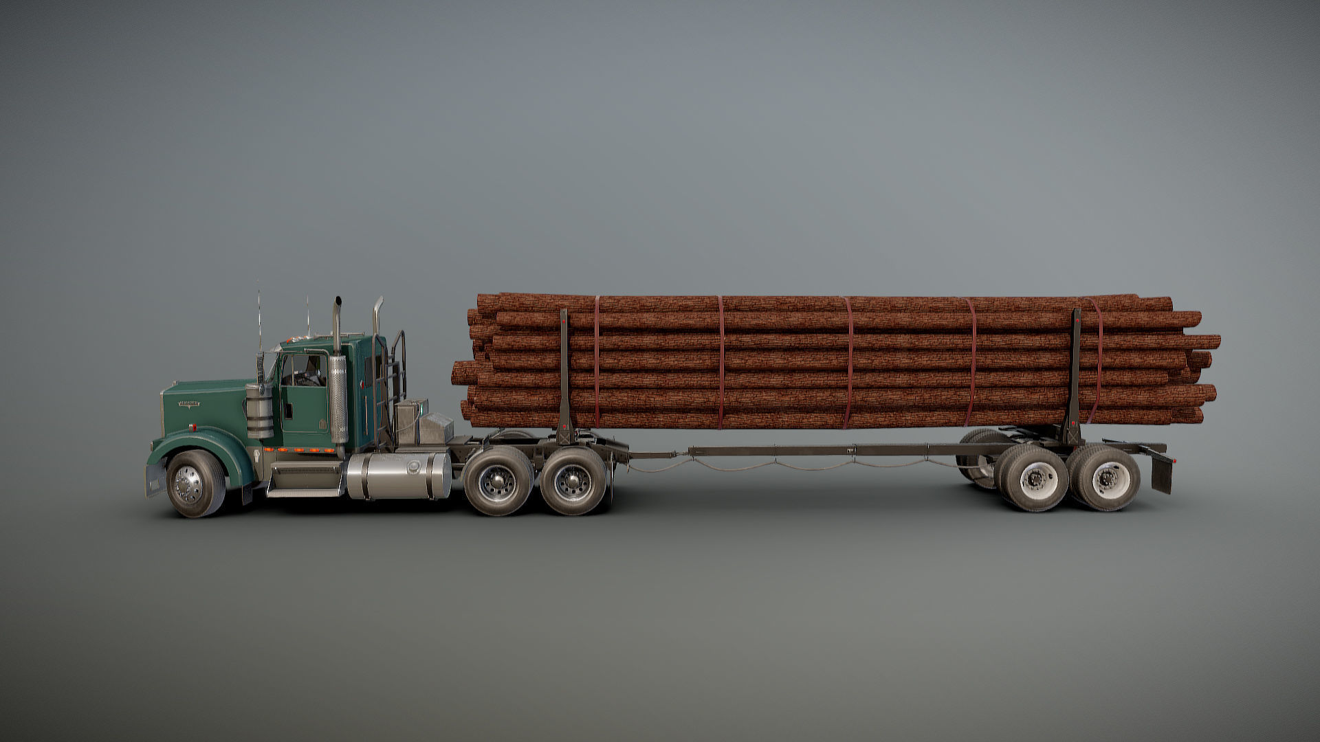 Kenworth log truck Low-poly 3D model_26