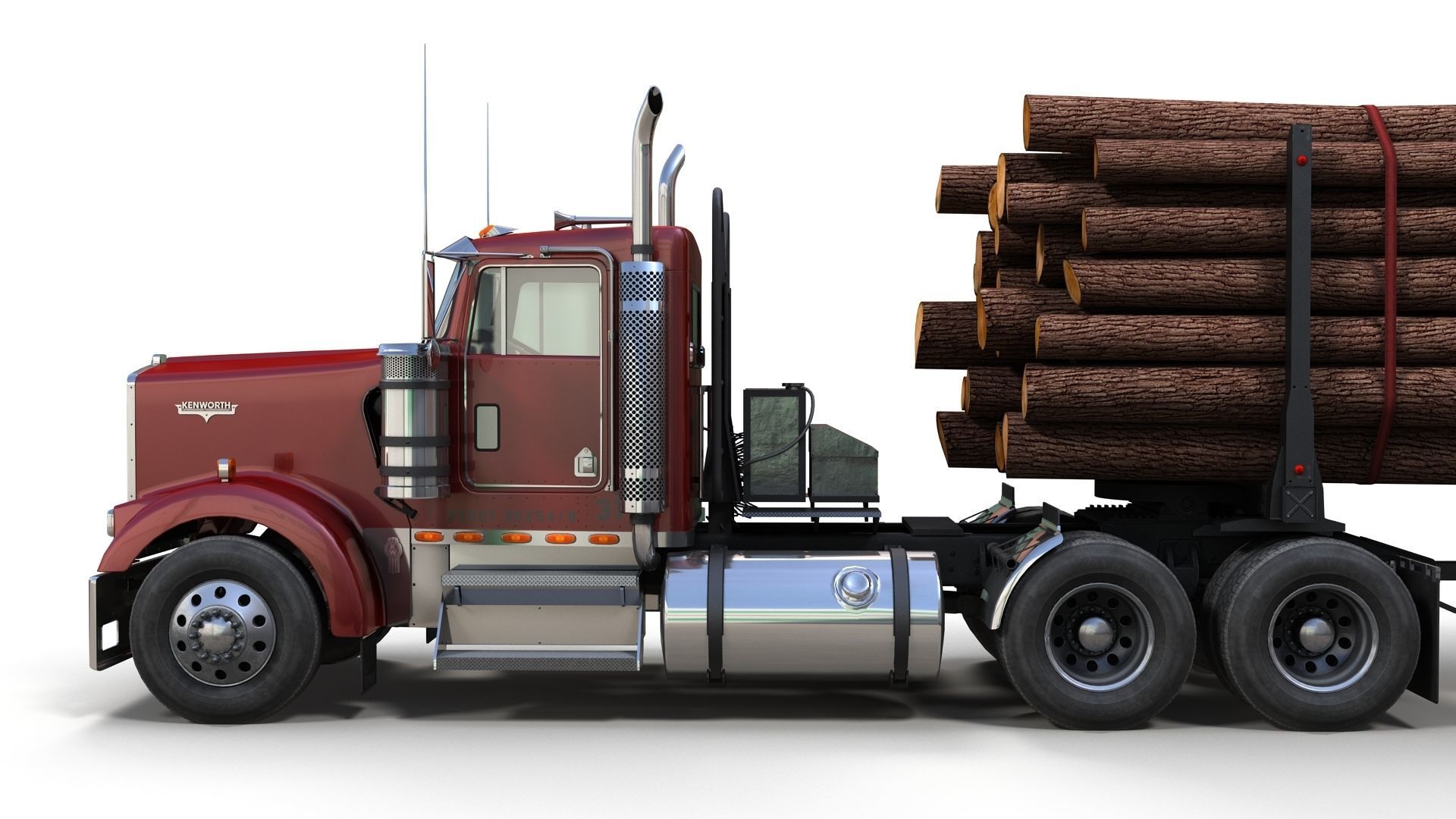 Kenworth log truck Low-poly 3D model_5