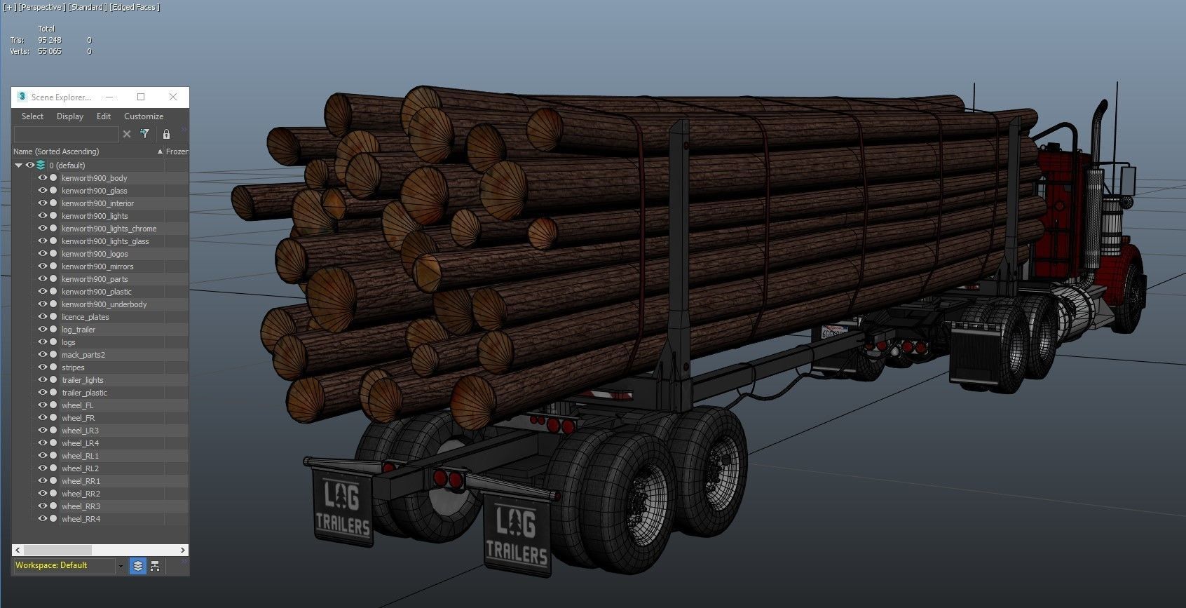 Kenworth log truck Low-poly 3D model_45