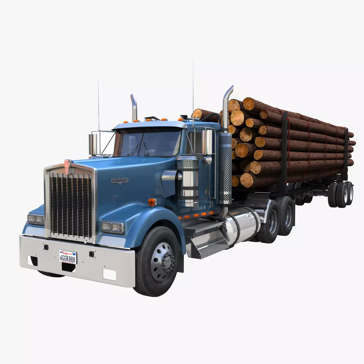 Kenworth log truck Low-poly 3D model_0