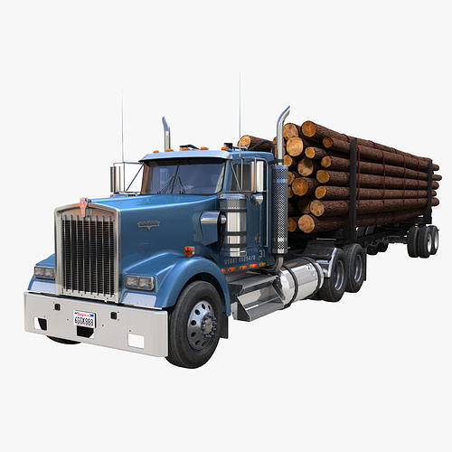Kenworth log truck Low-poly 3D model