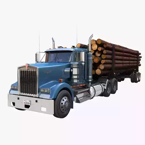 Kenworth log truck Low-poly 3D model