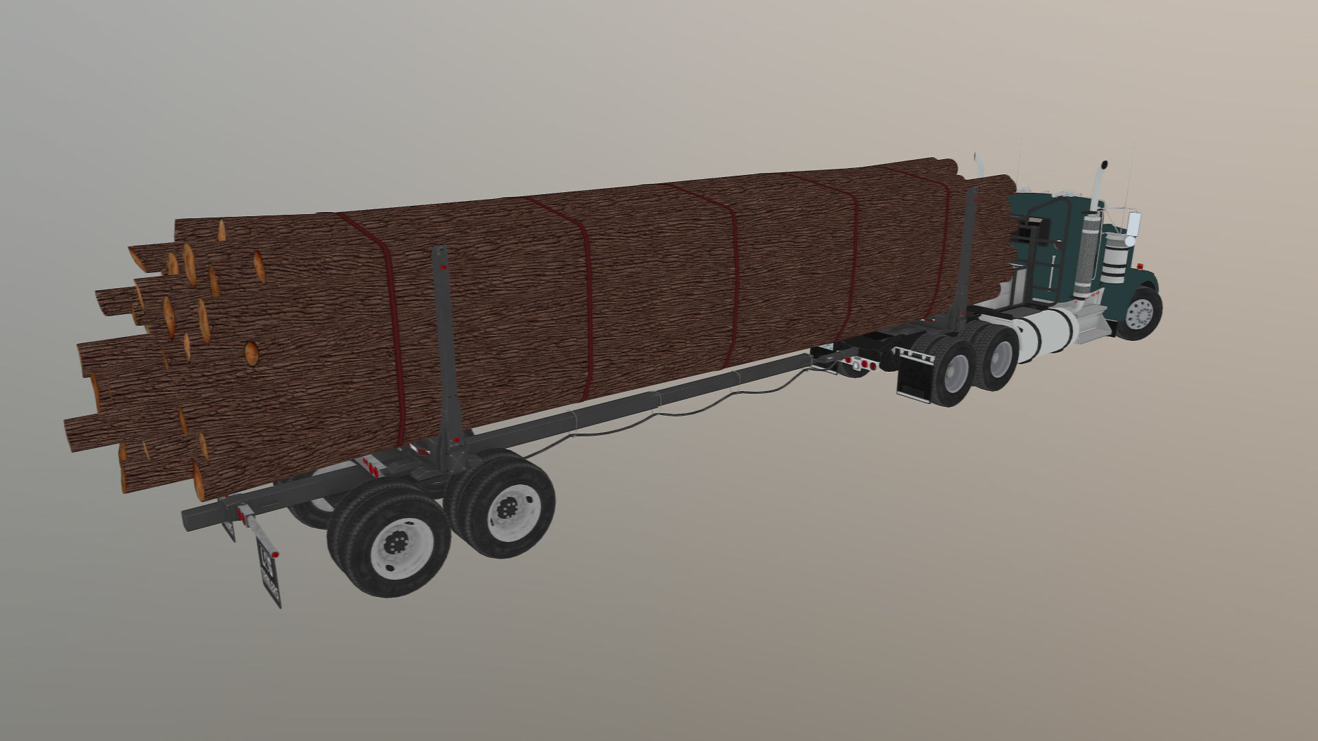 Kenworth log truck Low-poly 3D model_41
